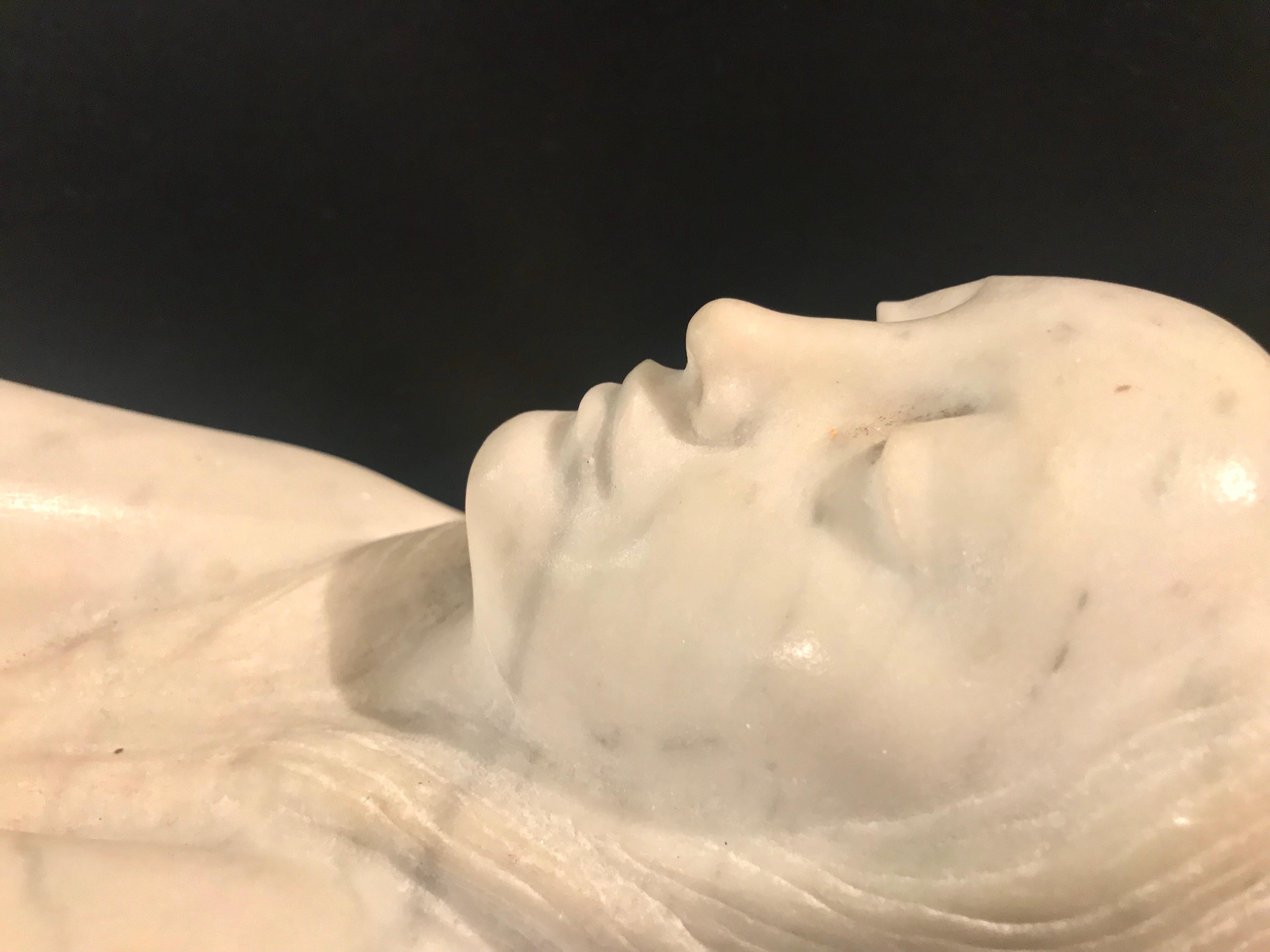Art Nouveau Reclining Maiden Marble Sculpture Signed For Sale 7