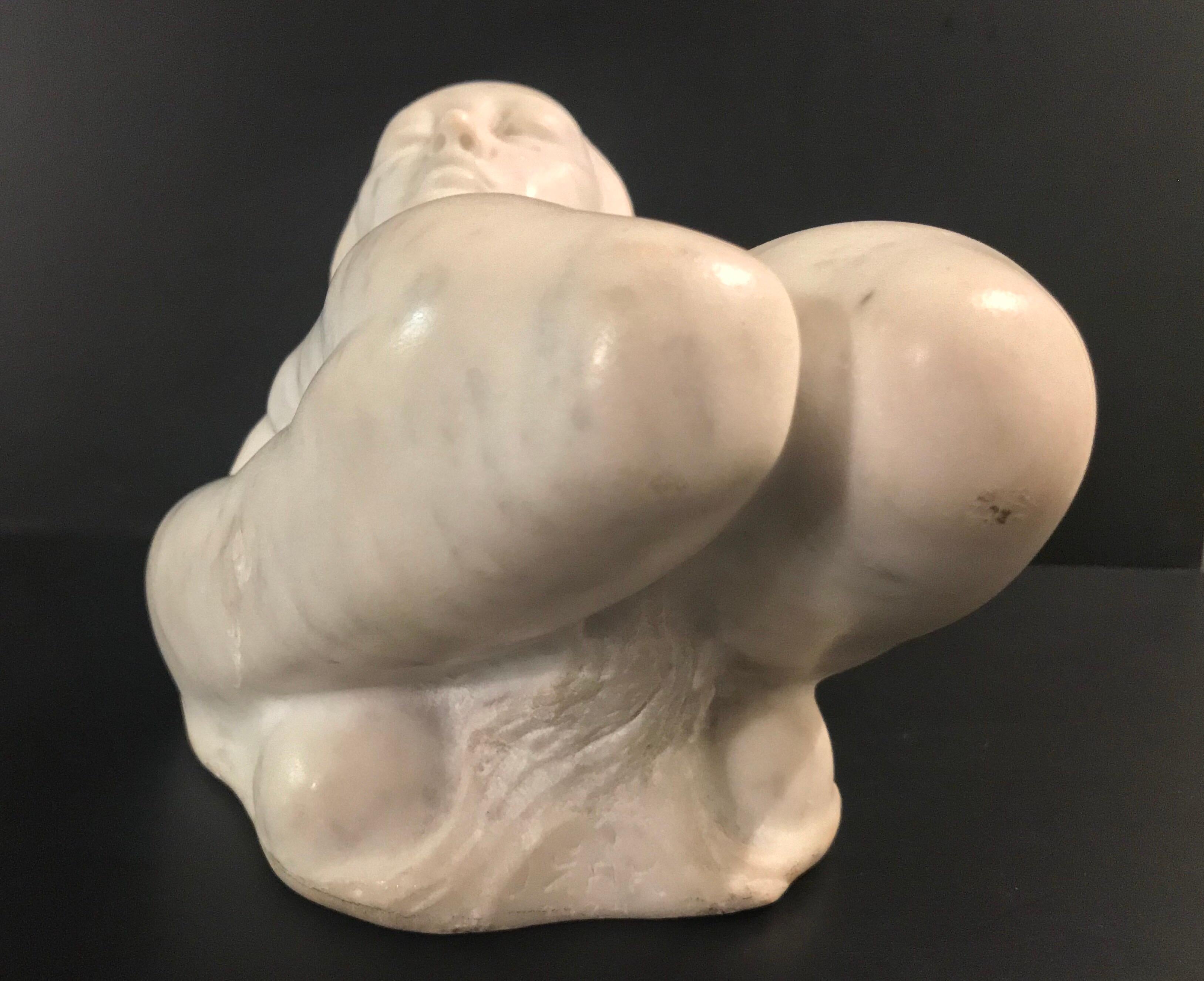 Art Nouveau Reclining Maiden Marble Sculpture Signed For Sale 8