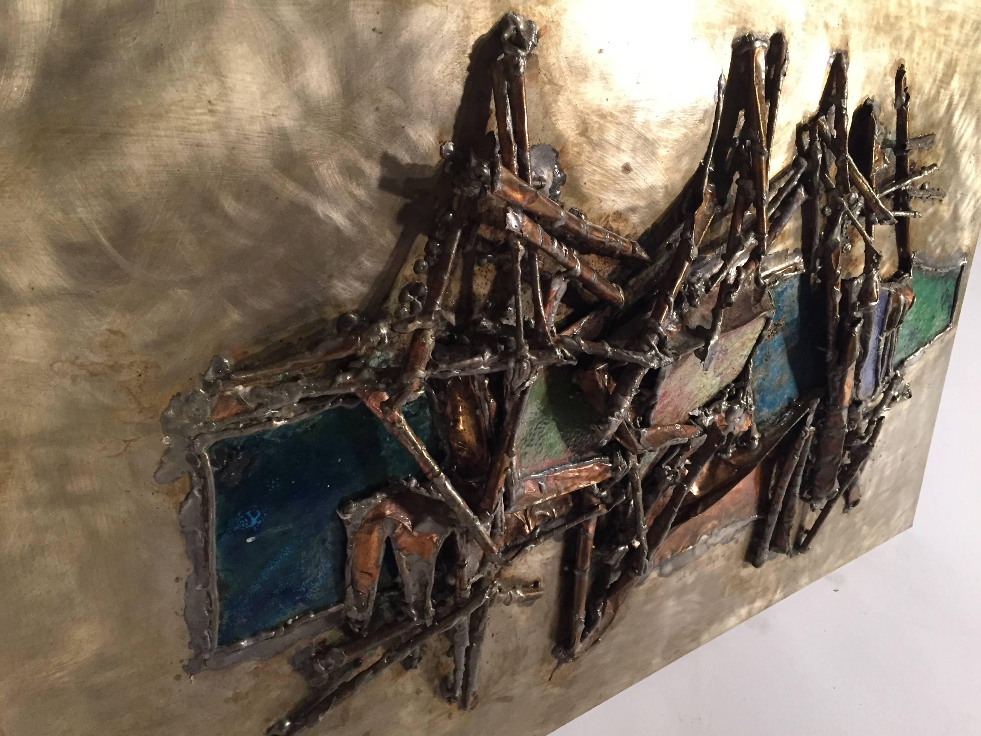Abstract Enameled Copper Metal Wall Sculpture 1