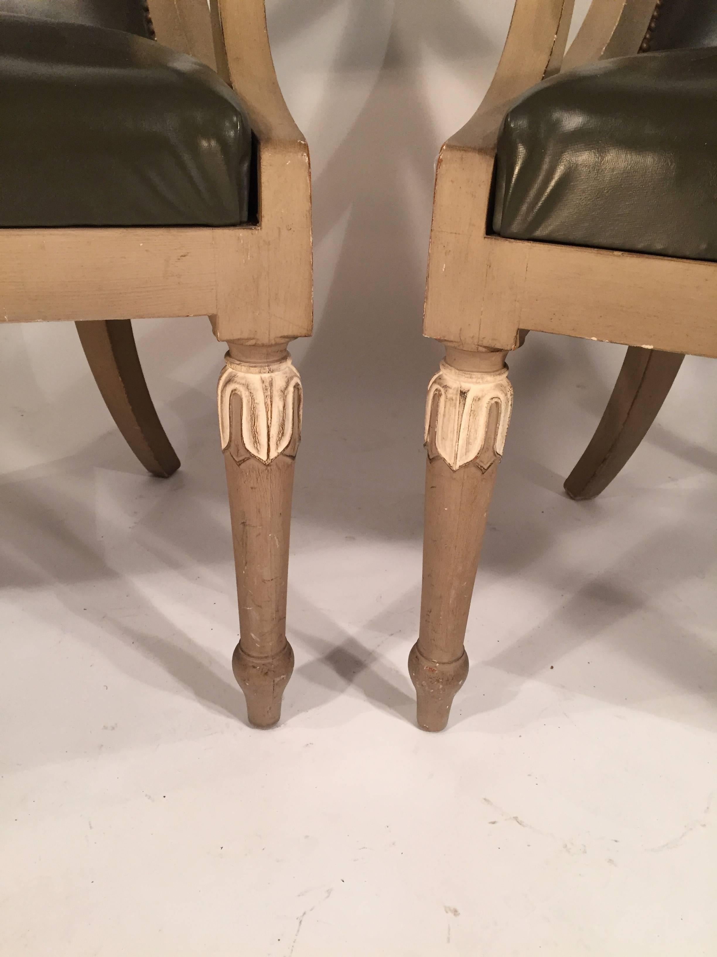Pair of French Empire Style Painted Armchairs 2