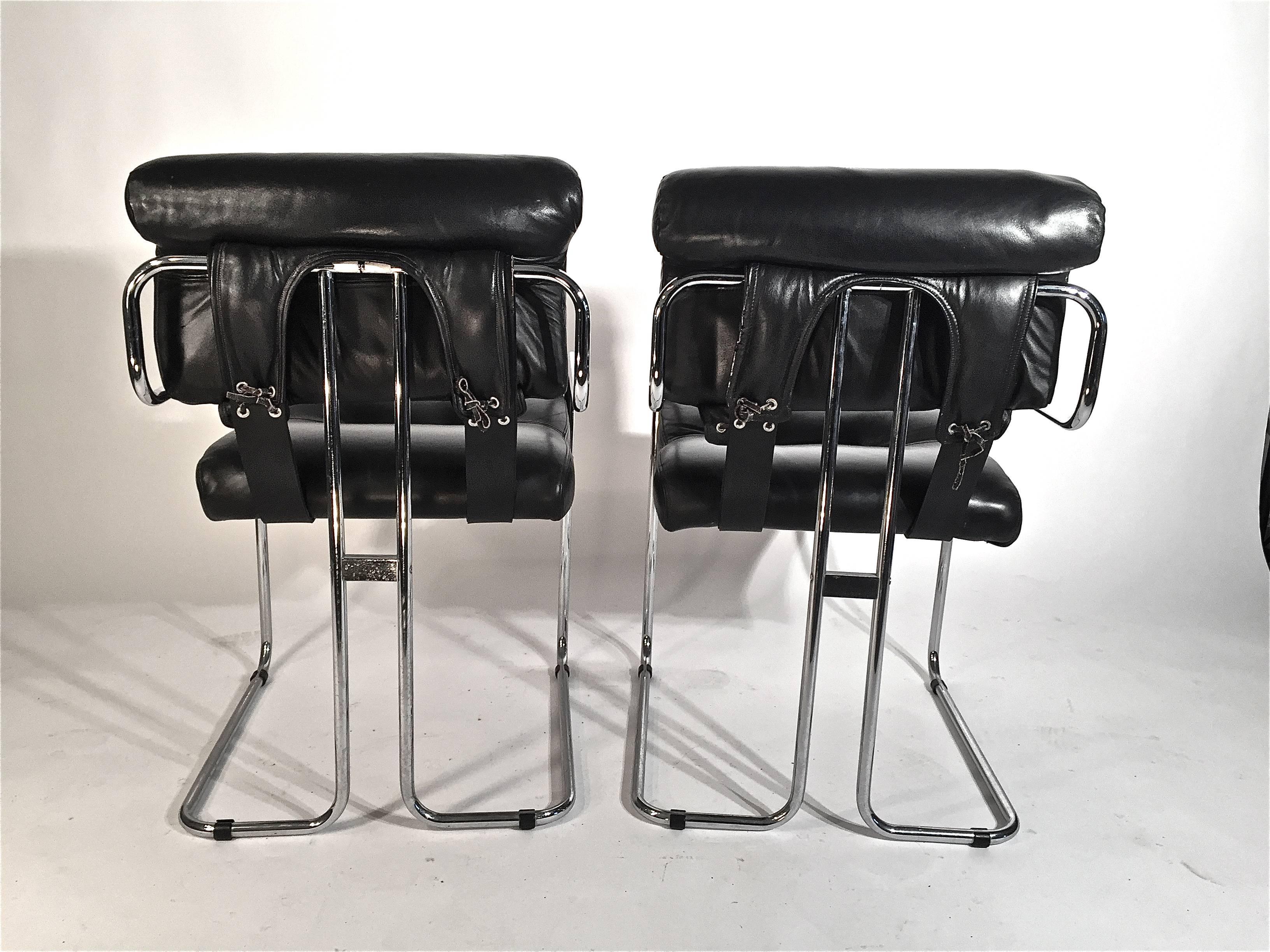 Leather Guido Faleschini Tucroma Chairs by i4 Mariani for Pace For Sale