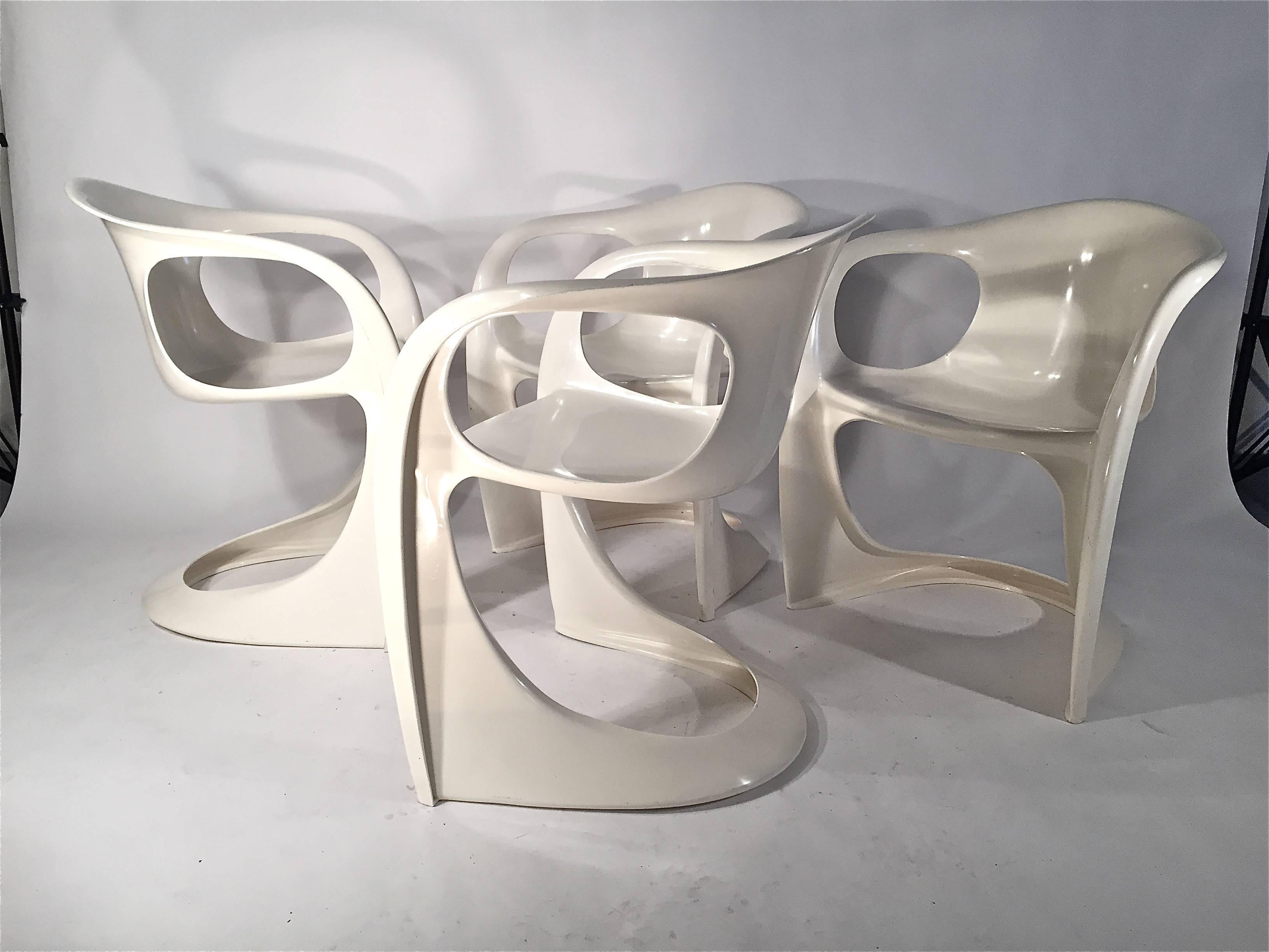 Casalino armchairs designed by Alexander Begge for Casala, Made of molded white plastic. Western Germany, 1970s.