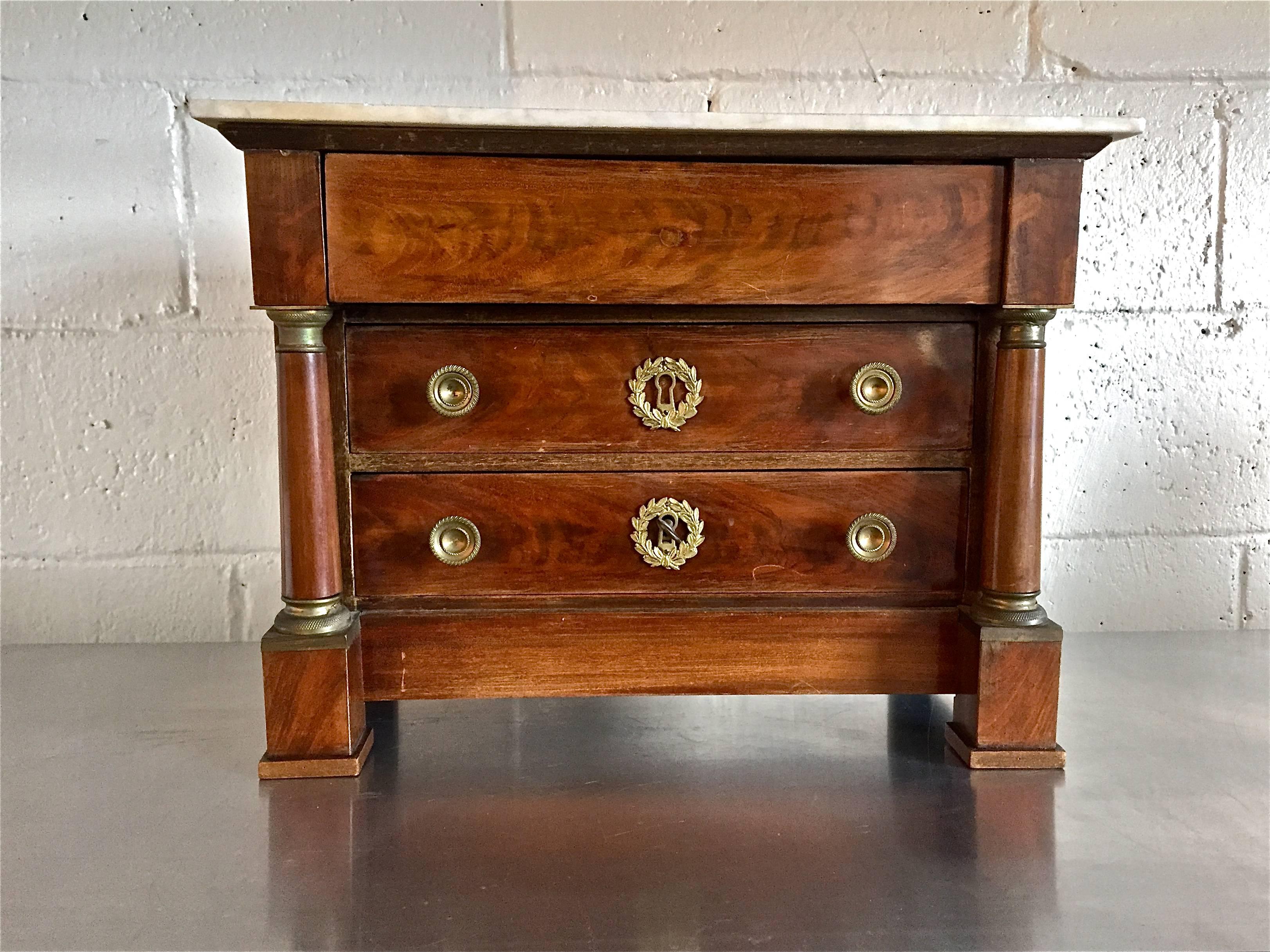 19th Century French Empire Miniature Commode Chest In Good Condition For Sale In Lake Success, NY