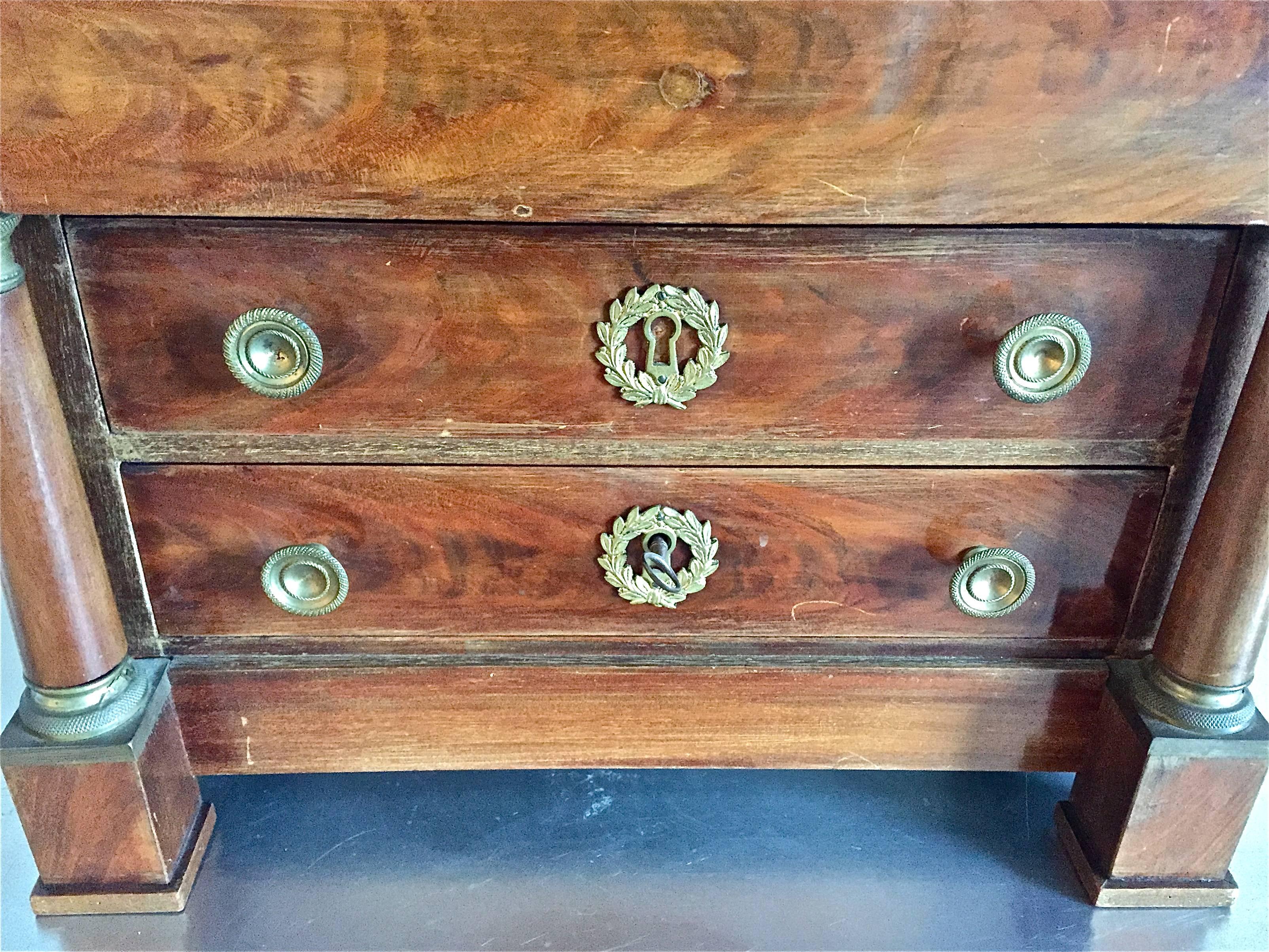 Bronze 19th Century French Empire Miniature Commode Chest For Sale