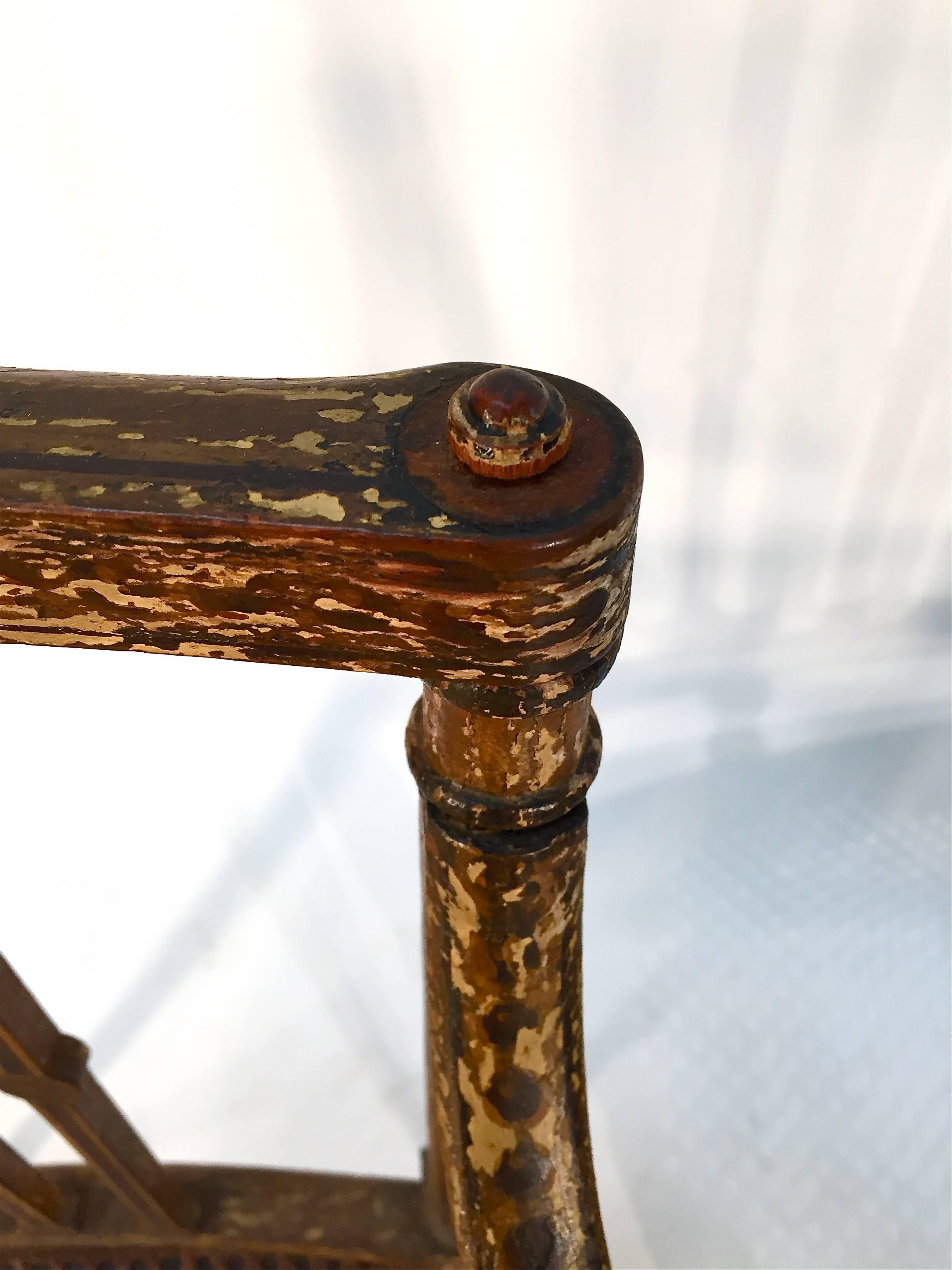 19th Century Painted English Regency Cane Seat Armchairs For Sale 3