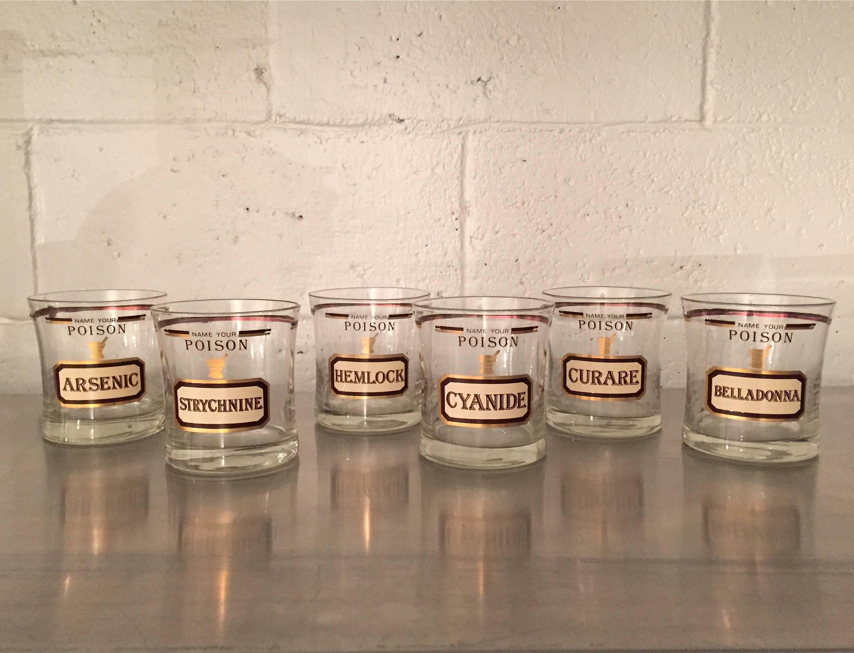 Set of six cocktail glasses.