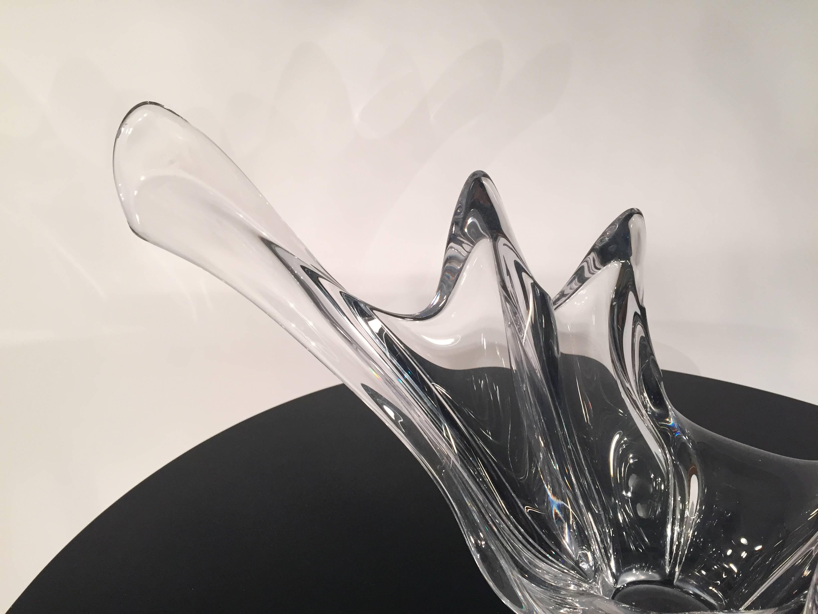 Late 20th Century Cofrac Art Verrier French Crystal Centerpiece Bowl For Sale