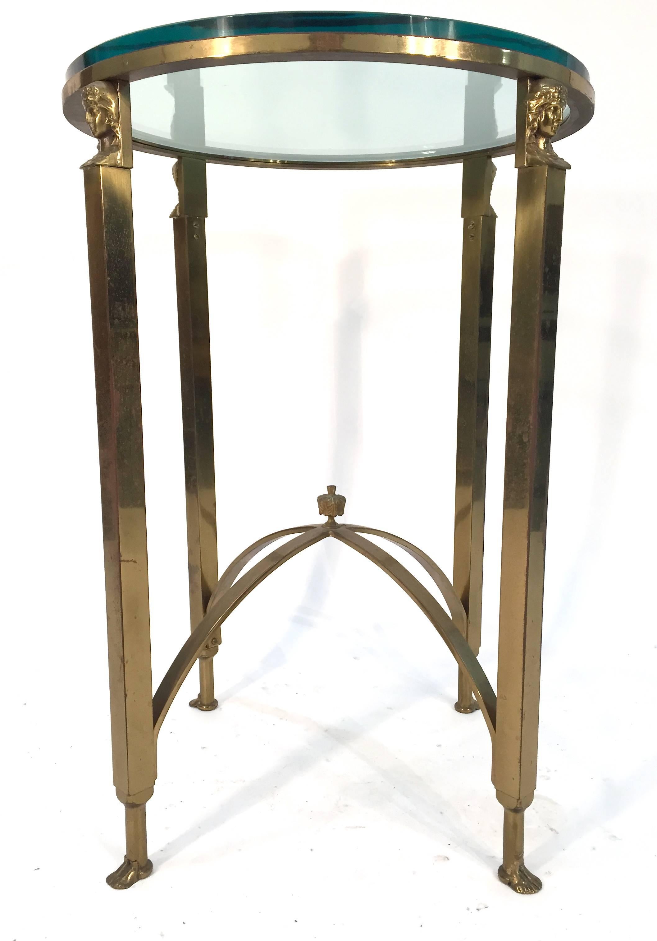 Italian French Empire Style Brass Side Table Manner of Maison Jansen For Sale
