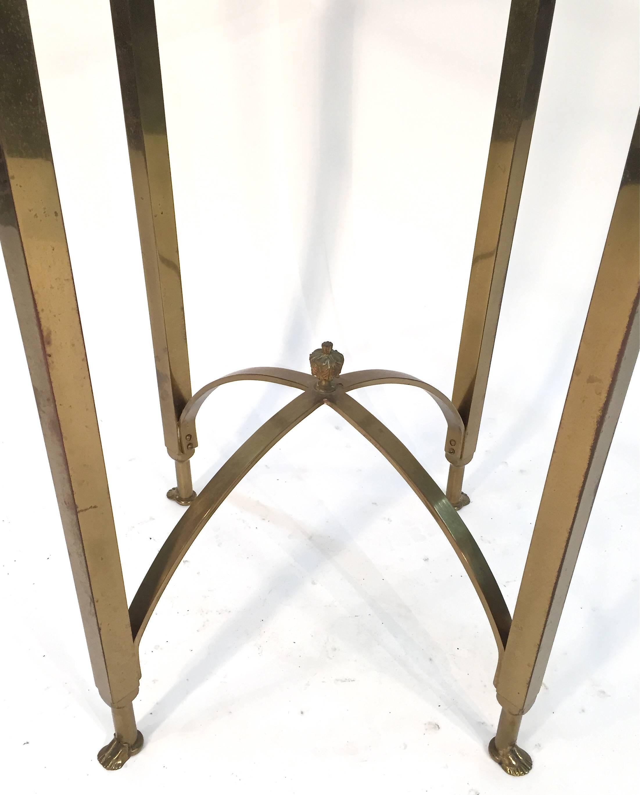 French Empire Style Brass Side Table Manner of Maison Jansen In Good Condition For Sale In Lake Success, NY