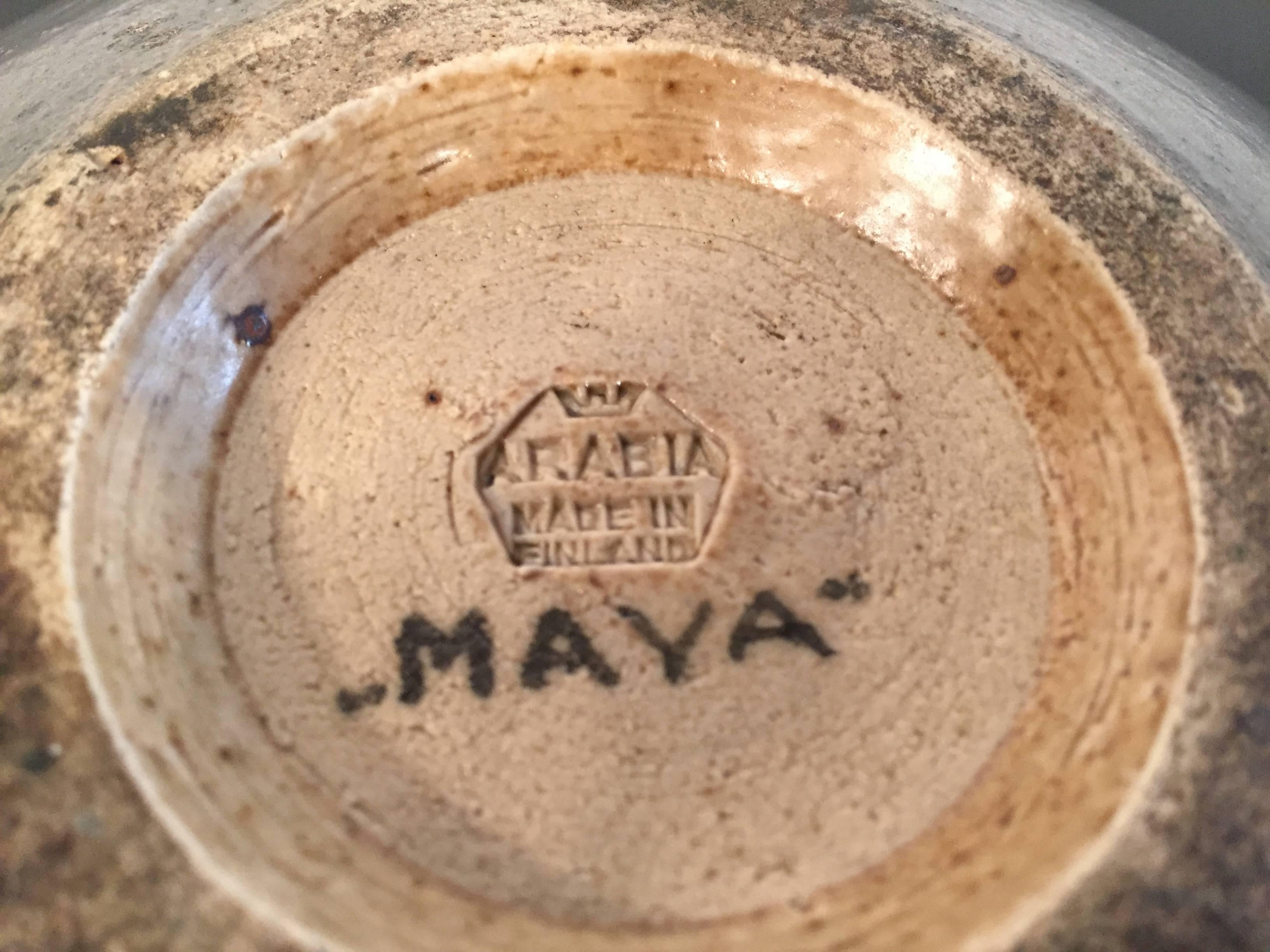 Late 20th Century Arabia Finland Art Pottery Stoneware Maya Bowl For Sale