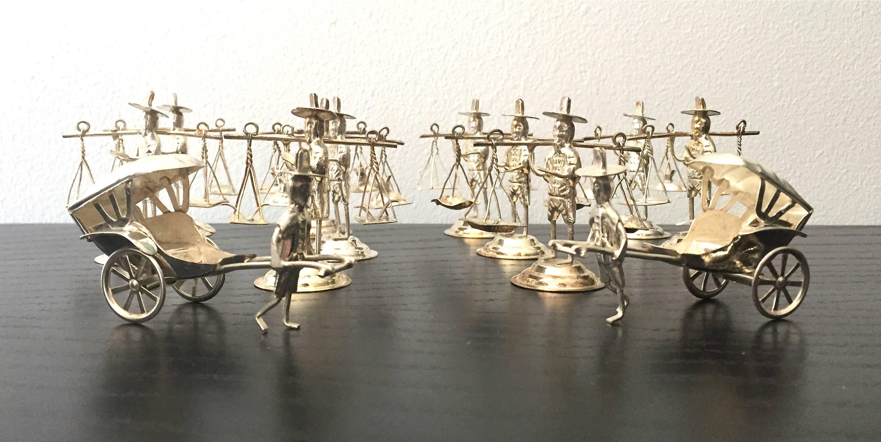 20th Century Set of 12 Silver Plate Figural Place Card Holders
