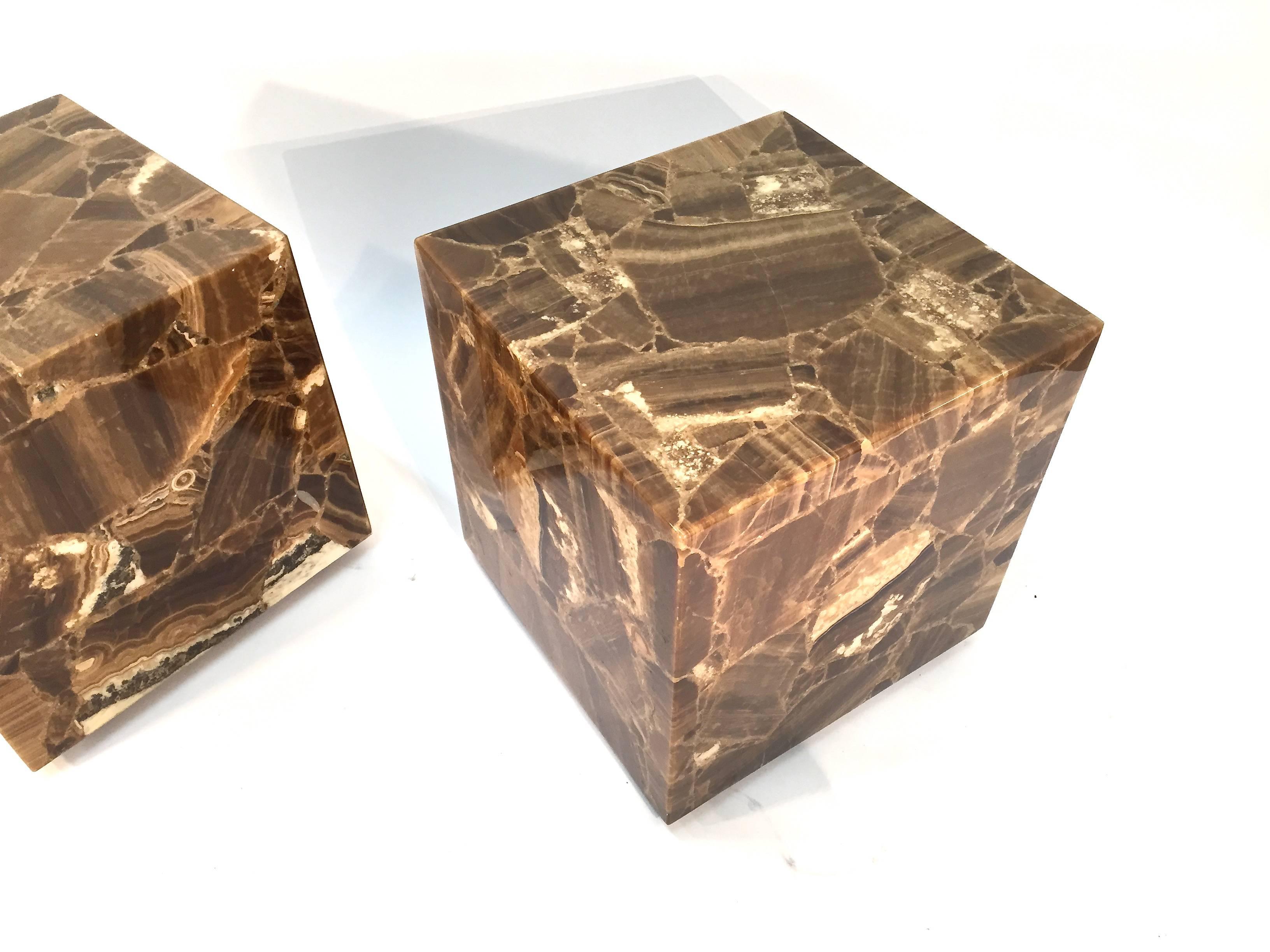 Late 20th Century Onyx Rolling Cube Tables by Muller's of Mexico For Sale