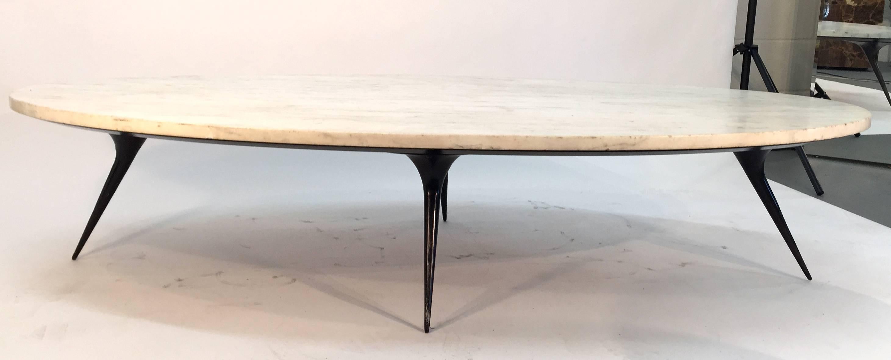 Mid-Century Modern 1950s Marble-Top Coffee Table For Sale
