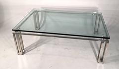 Chrome Base Coffee Table with Floating Glass Top
