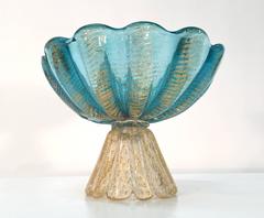 Ercole Barovier Murano Italian Art Glass Footed Compote Bowl