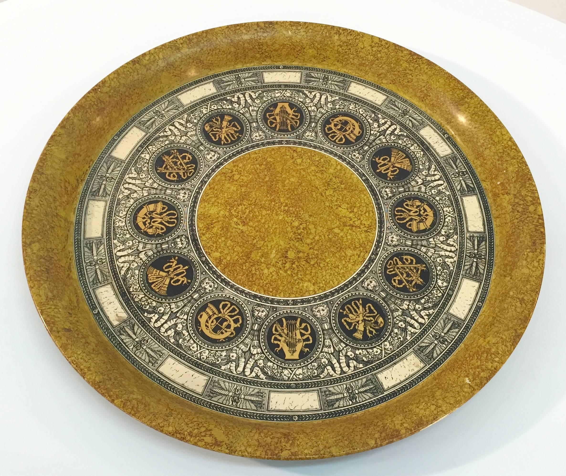 Piero Fornasetti Neoclassical Metal Tray In Excellent Condition For Sale In Lake Success, NY