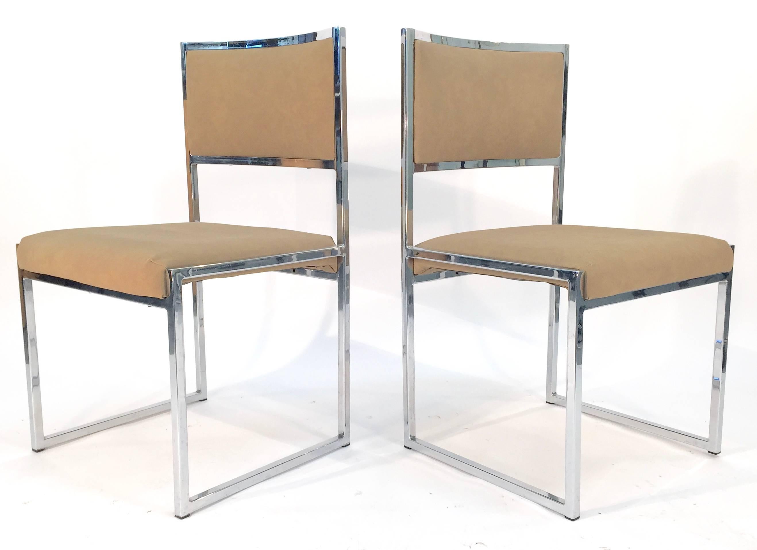 Italian Willy Rizzo Pair of Side Dining Chairs For Sale