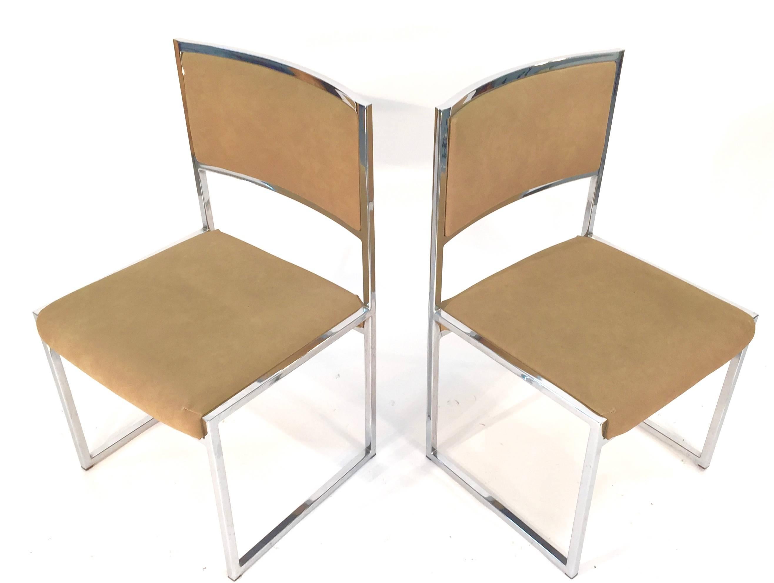 Willy Rizzo Pair of Side Dining Chairs In Good Condition For Sale In Lake Success, NY