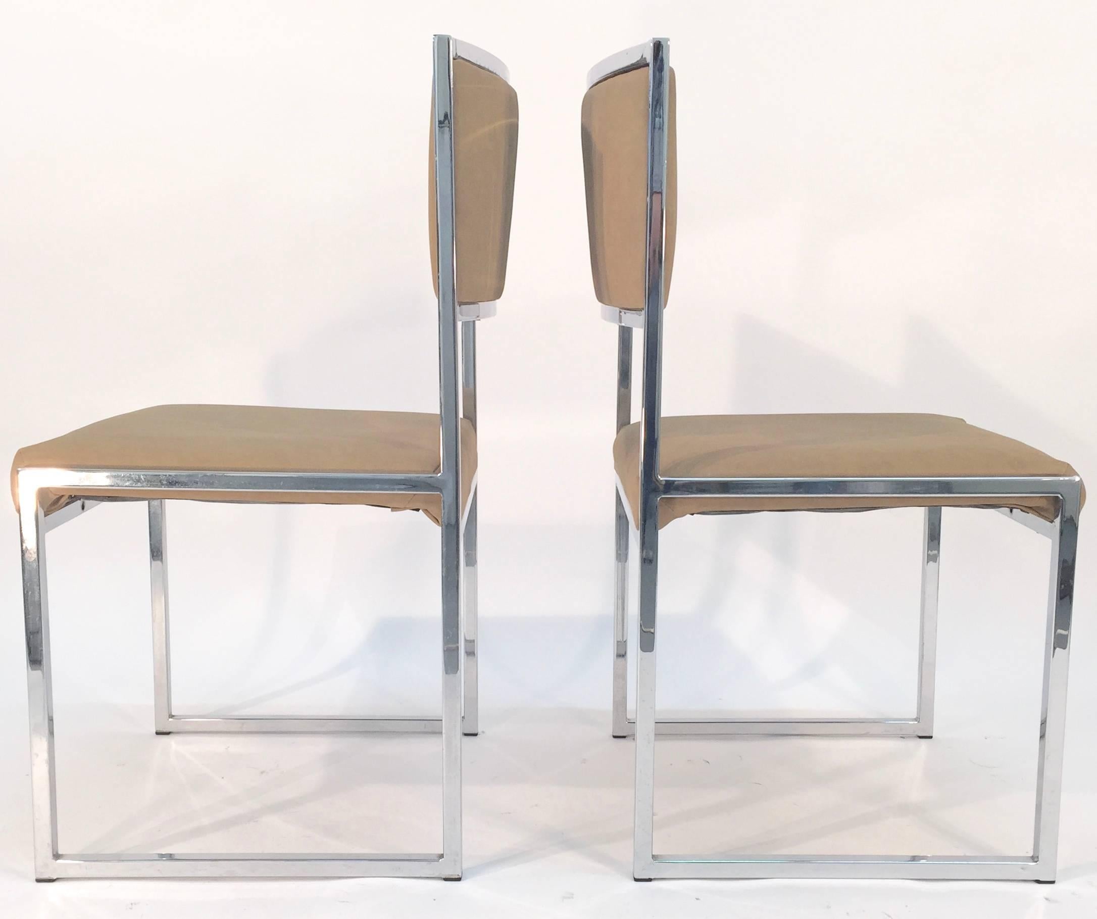 Late 20th Century Willy Rizzo Pair of Side Dining Chairs For Sale
