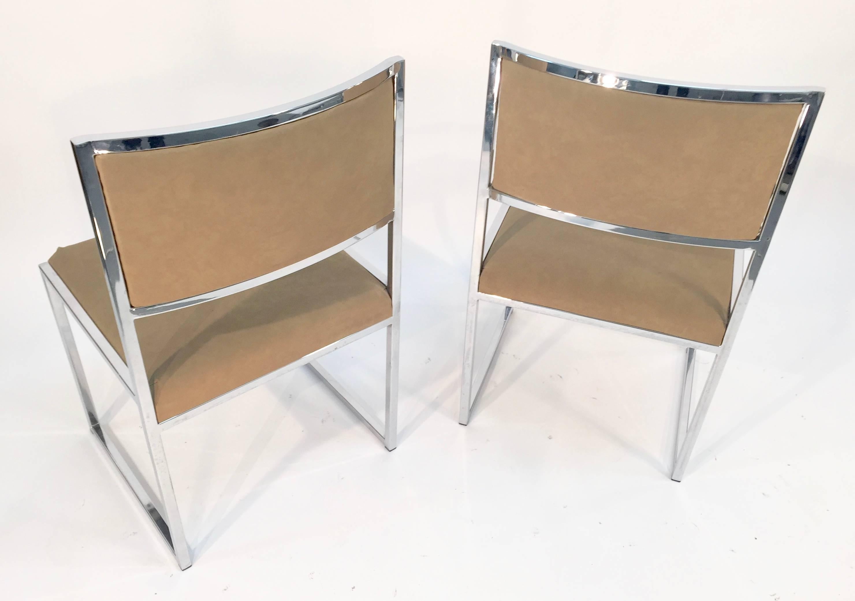 Willy Rizzo Pair of Side Dining Chairs For Sale 1