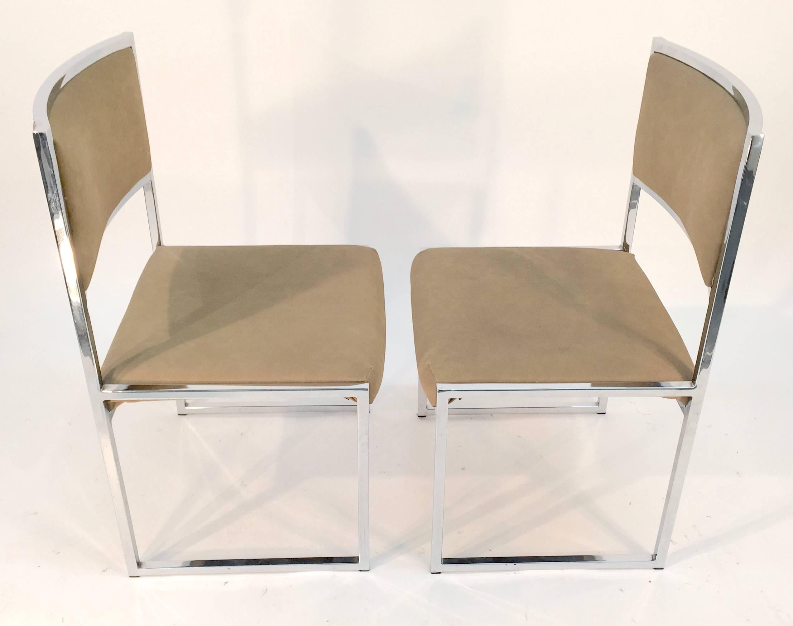 Willy Rizzo Pair of Side Dining Chairs For Sale 2