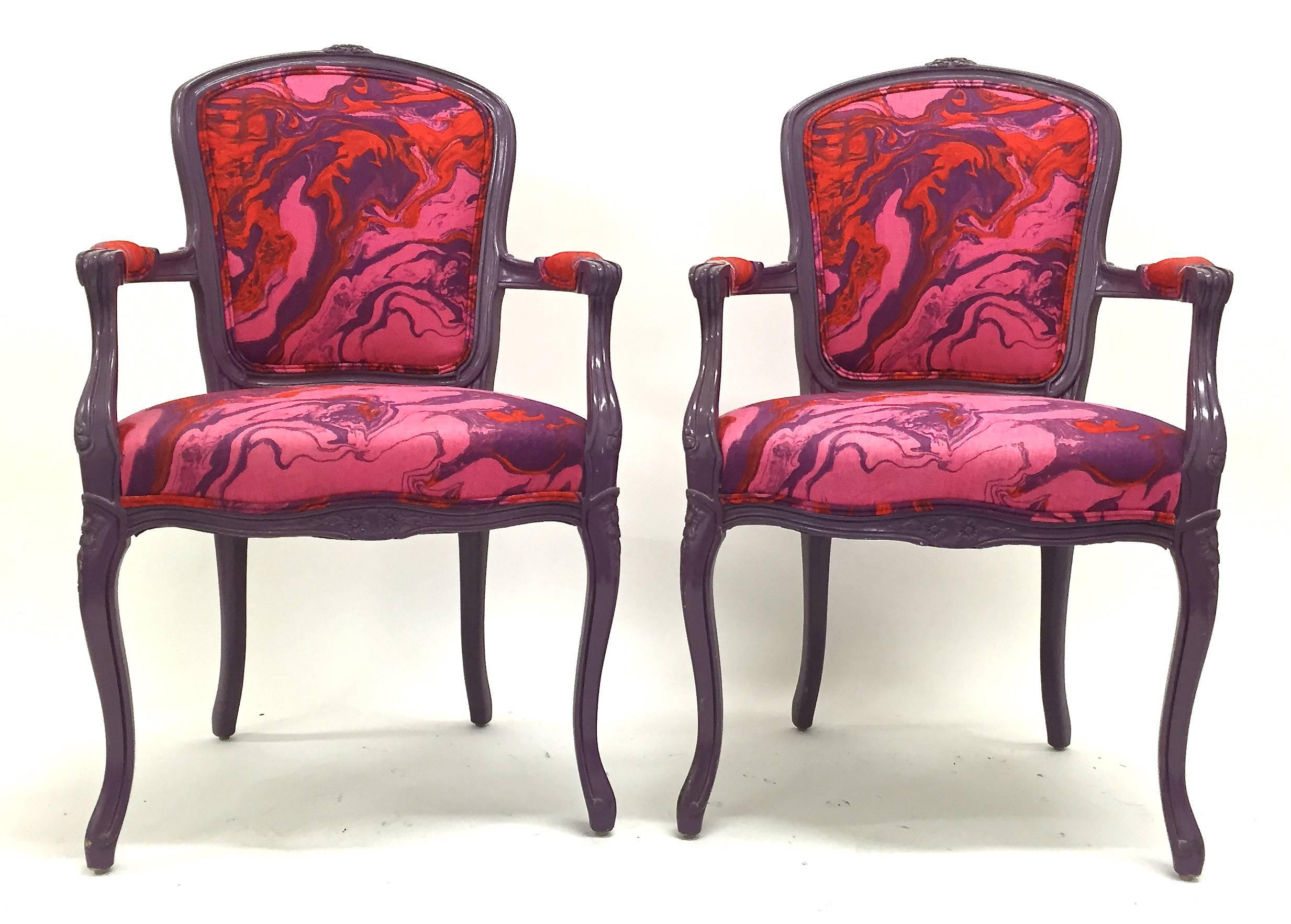 Pair of French Style Armchairs, circa 1960s In Good Condition For Sale In Lake Success, NY