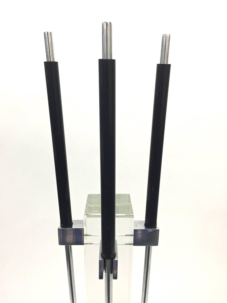 Lucite and Chrome Modern Fireplace Tools, 1970s For Sale at 1stDibs