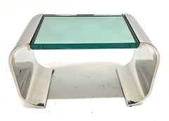 Stanley Jay Friedman for Brueton Stainless Steel and Glass Macao Low Table