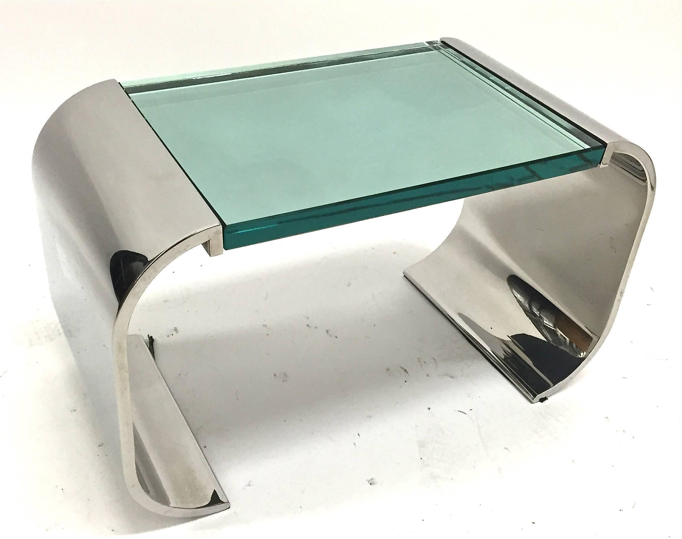 Late 20th Century Stanley Jay Friedman for Brueton Stainless Steel and Glass Macao Low Table For Sale