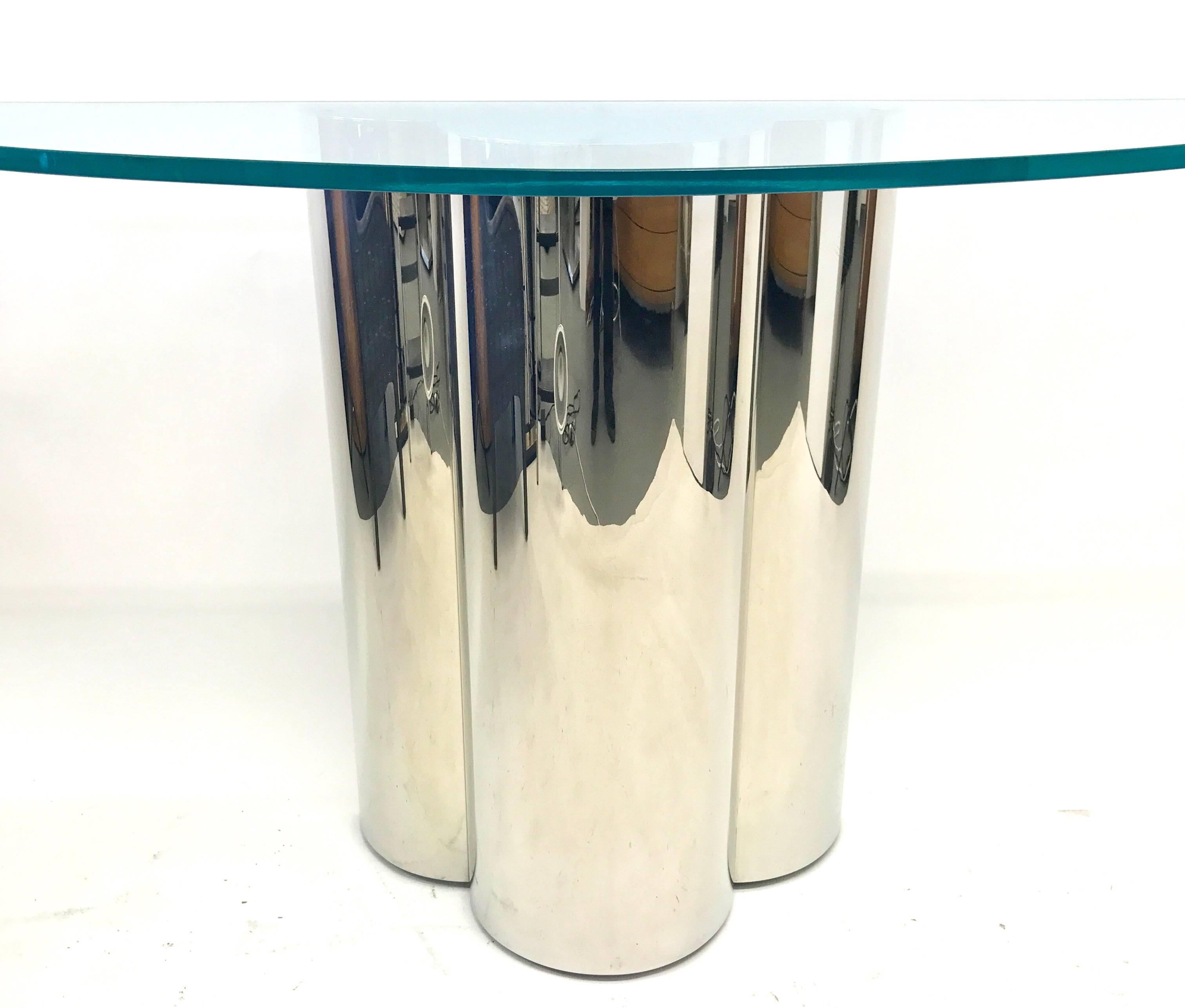 Late 20th Century Chrome Polished Stainless Steel Trefoil Console Table, USA, 1970s