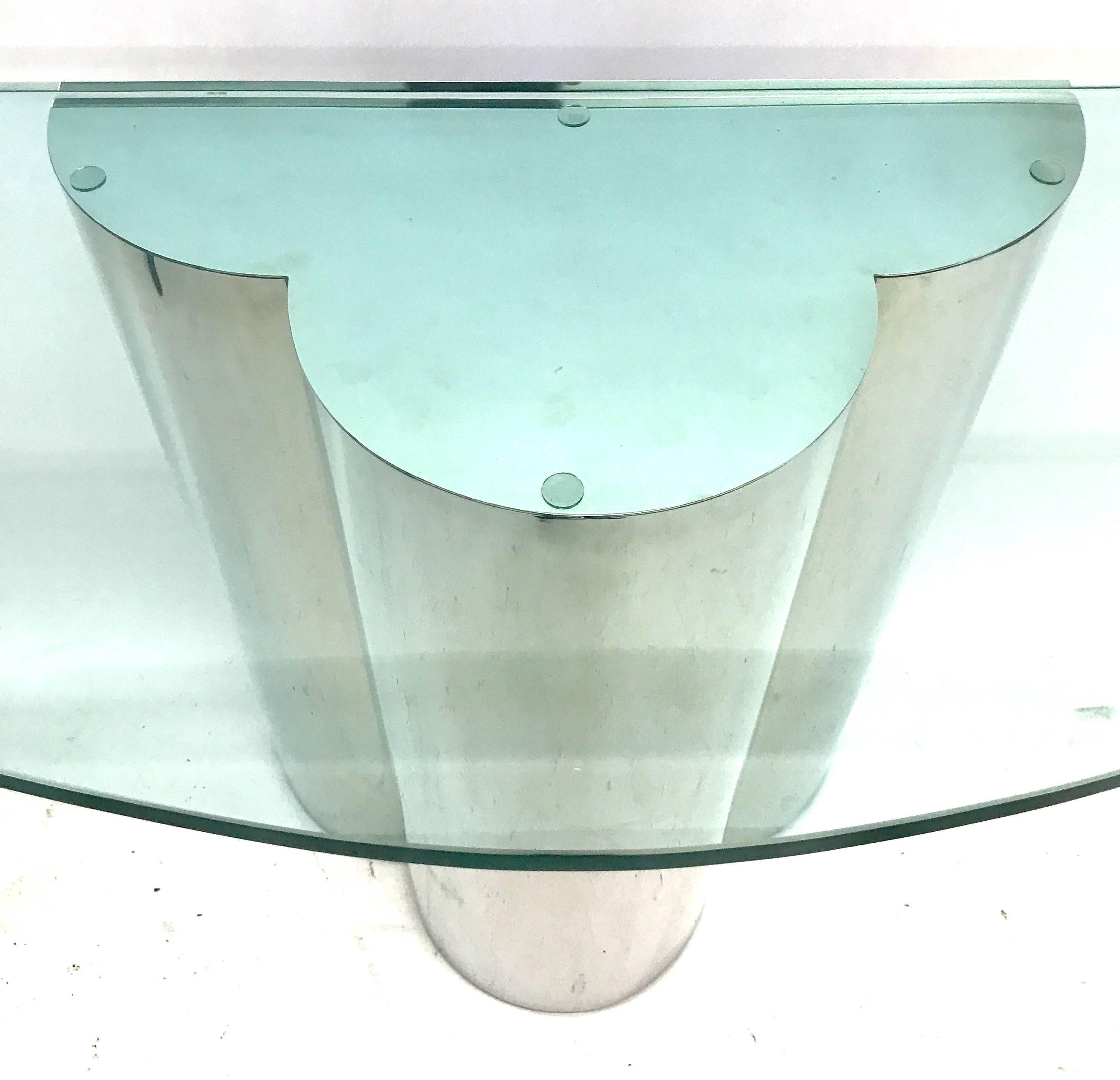 Chrome Polished Stainless Steel Trefoil Console Table, USA, 1970s 4