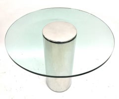 Chrome Polished Stainless Steel Cylinder Base Game or Center Table, USA, 1970s