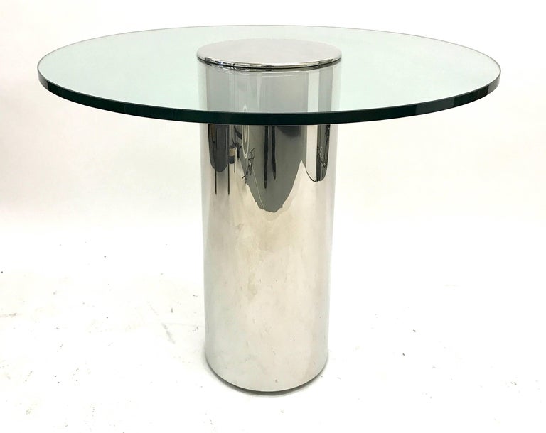 Chrome Polished Stainless Steel Cylinder Base Game or Center Table, USA, 1970s For Sale 2