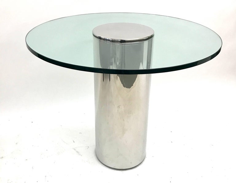 Chrome Polished Stainless Steel Cylinder Base Game or Center Table, USA, 1970s For Sale 5