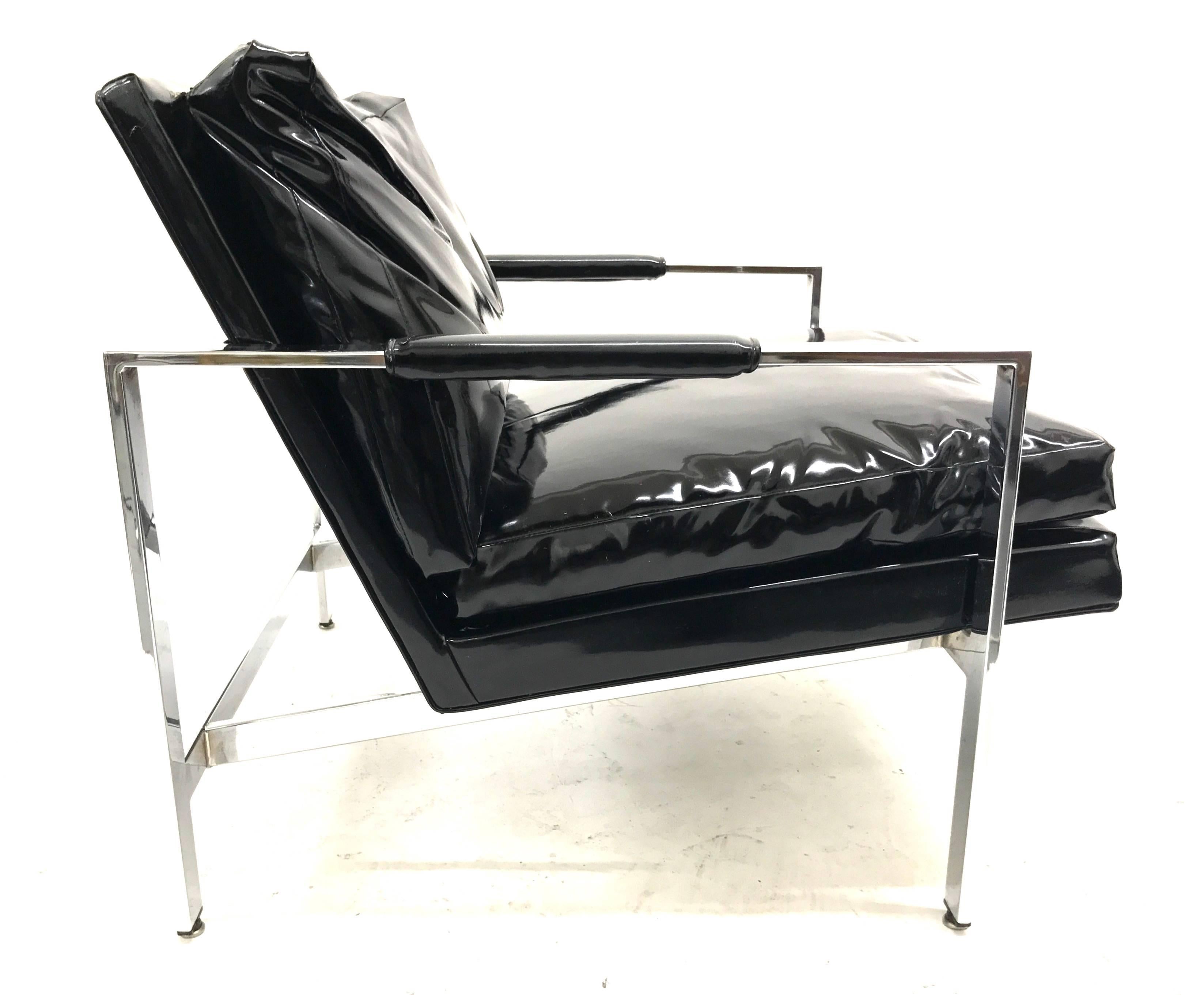 Milo Baughman for Thayer Coggin Chrome Flat Bar Lounge Chairs For Sale 6