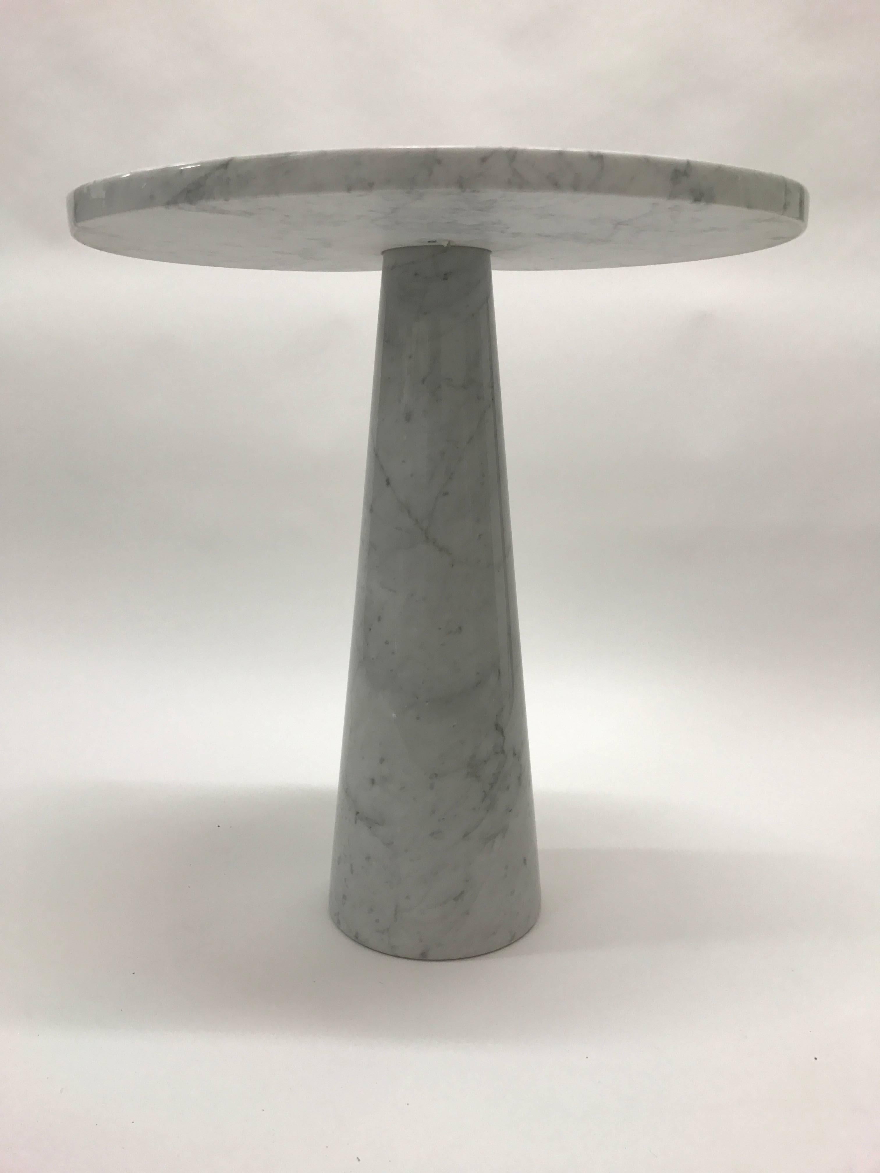 Late 20th Century Angelo Mangiarotti Carrara Marble Eros Side Table For Sale
