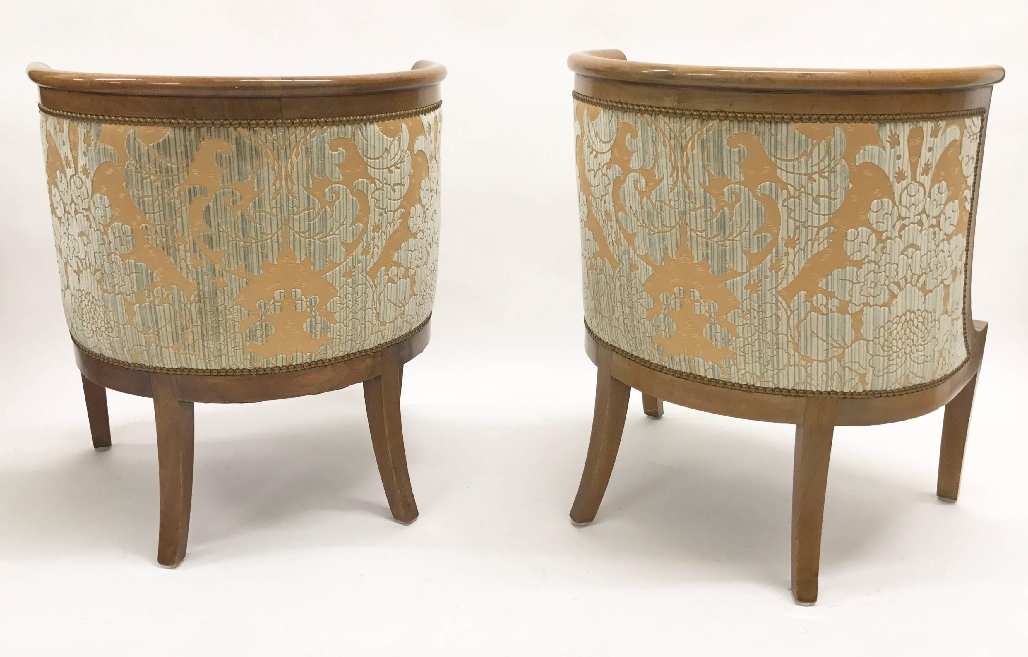 Pair of Biedermeier Barrel-Back Tub Chairs For Sale 1