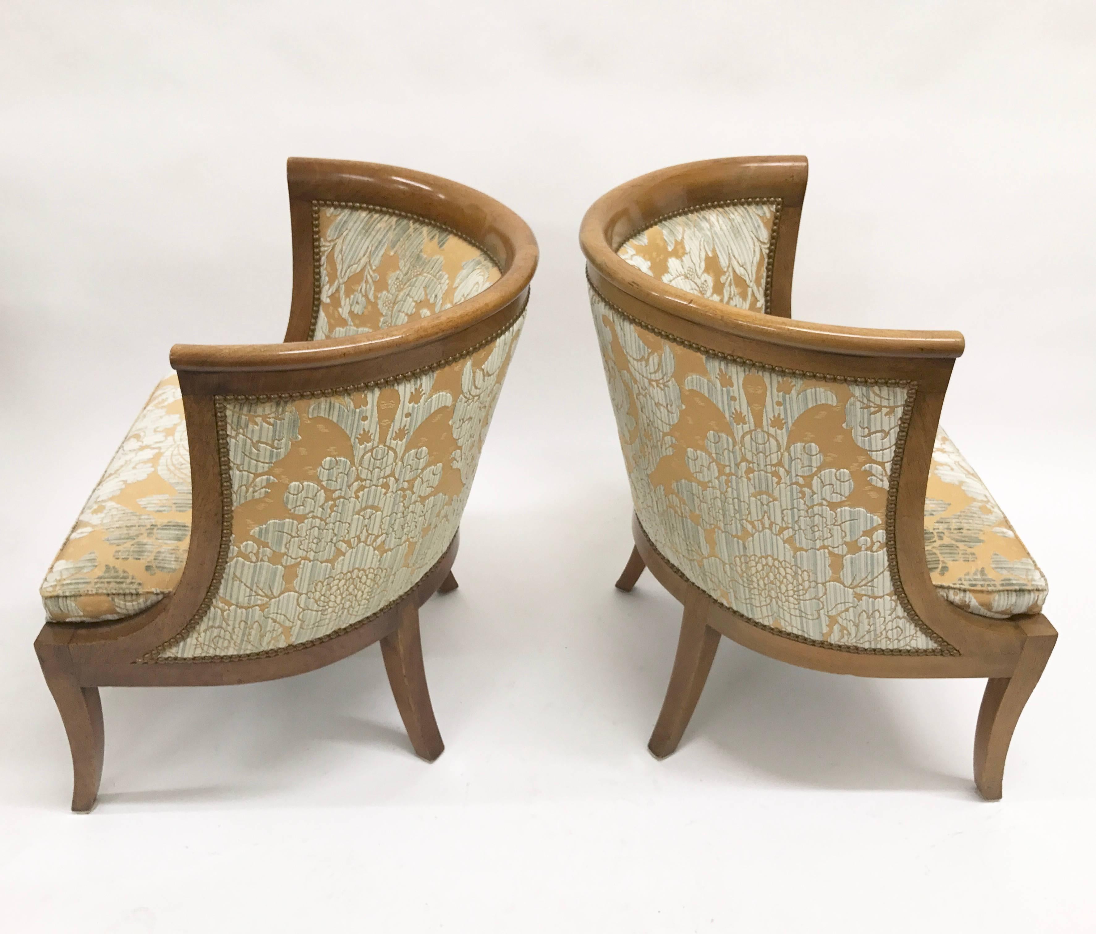 Pair of Biedermeier Barrel-Back Tub Chairs In Good Condition For Sale In Lake Success, NY