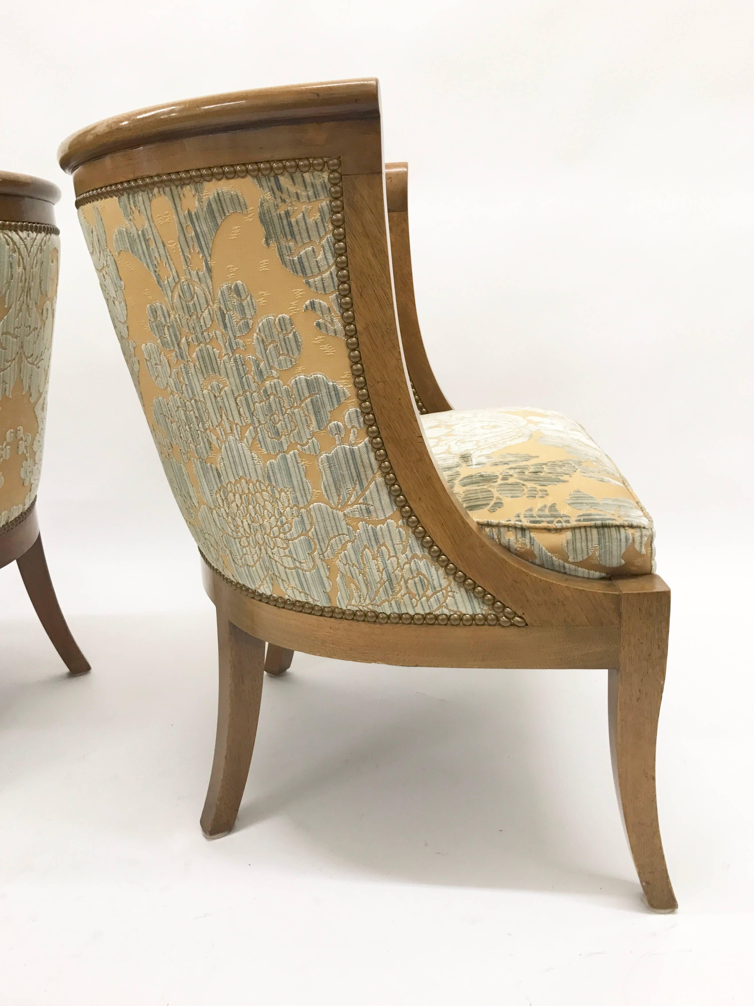 Pair of Biedermeier Barrel-Back Tub Chairs For Sale 2