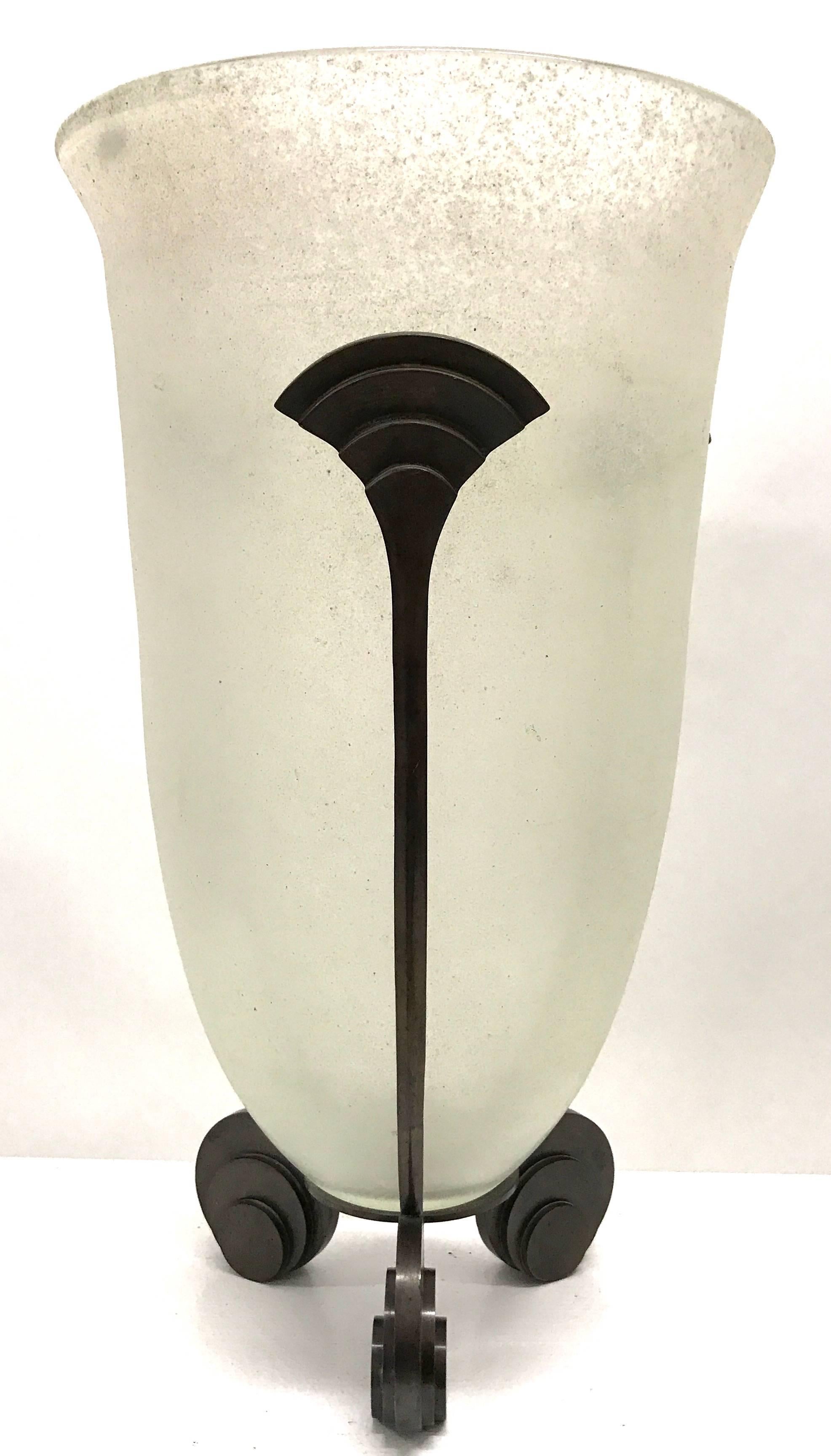 Karl Springer Seguso Corroso Glass and Bronze Vase 2