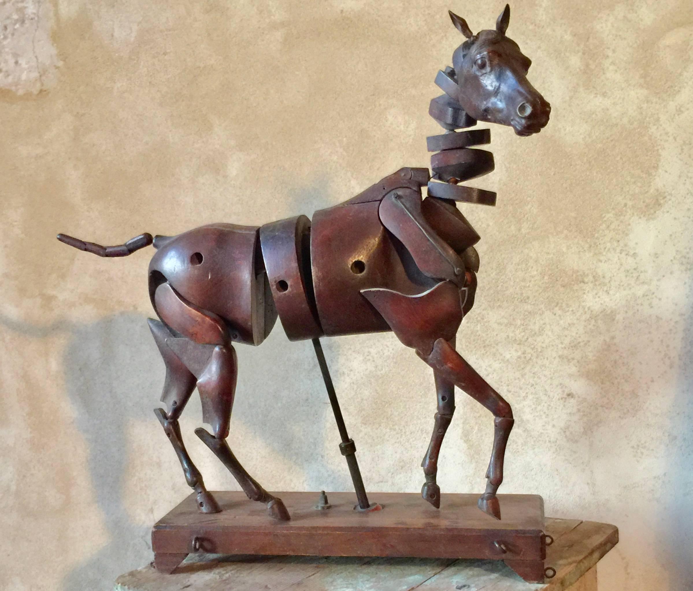 Wood 19th Century French Articulated Horse Model For Sale