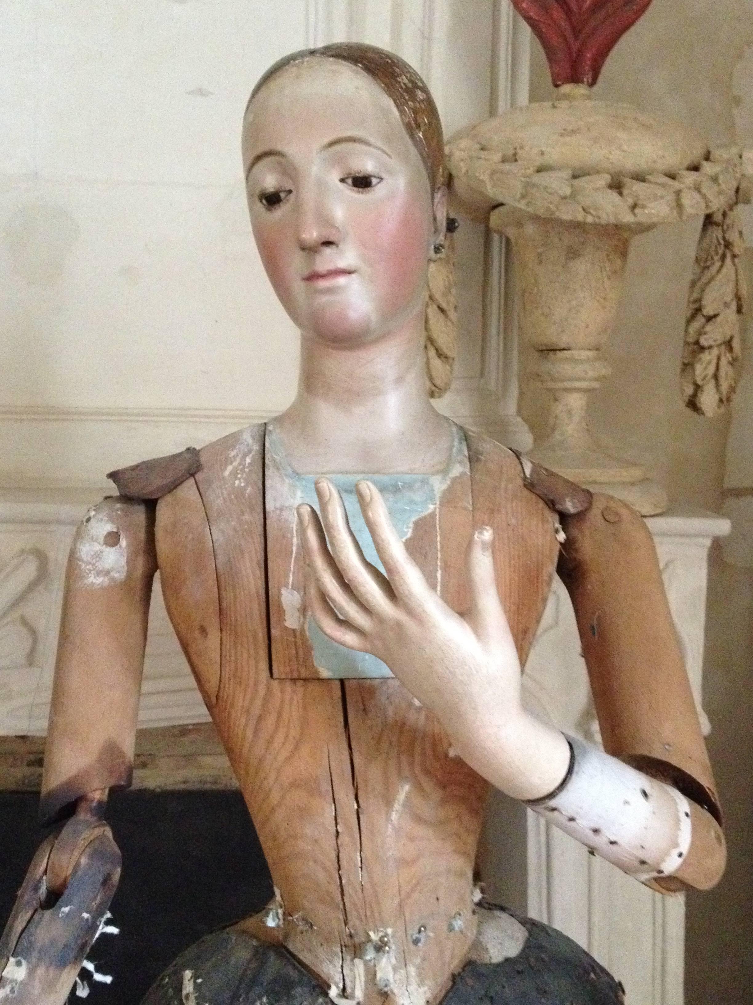 Hand-Carved 18th Century Italian Carved Mannequin For Sale