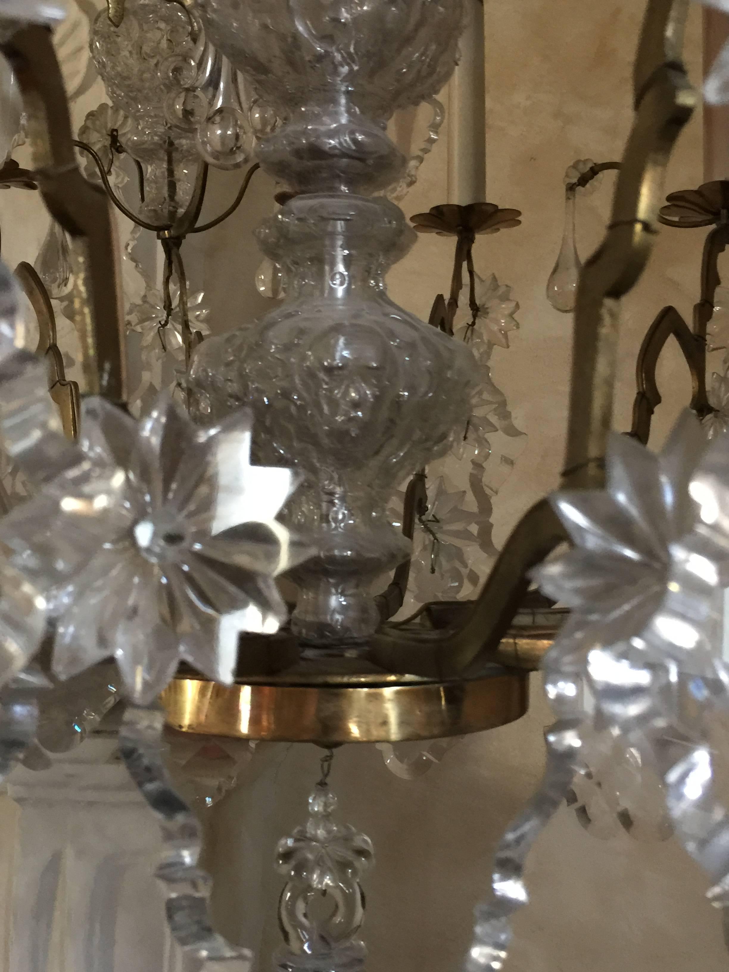 Romantic Large 19th Century Bronze and Crystal Chandelier