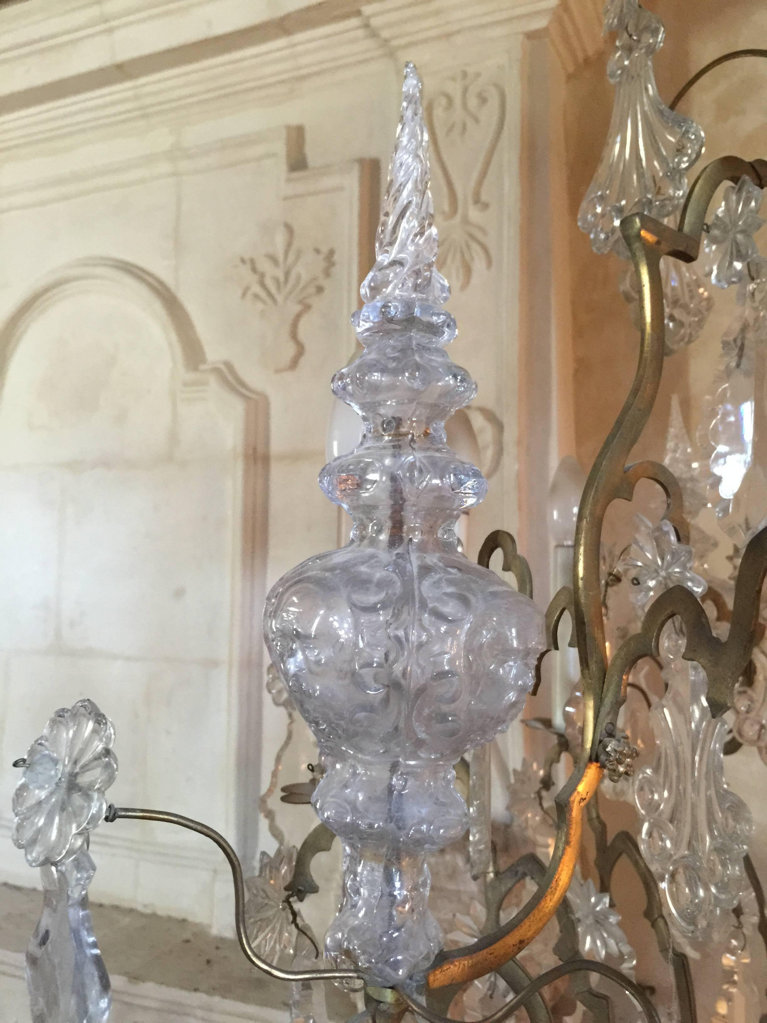 Large 19th Century Bronze and Crystal Chandelier 1