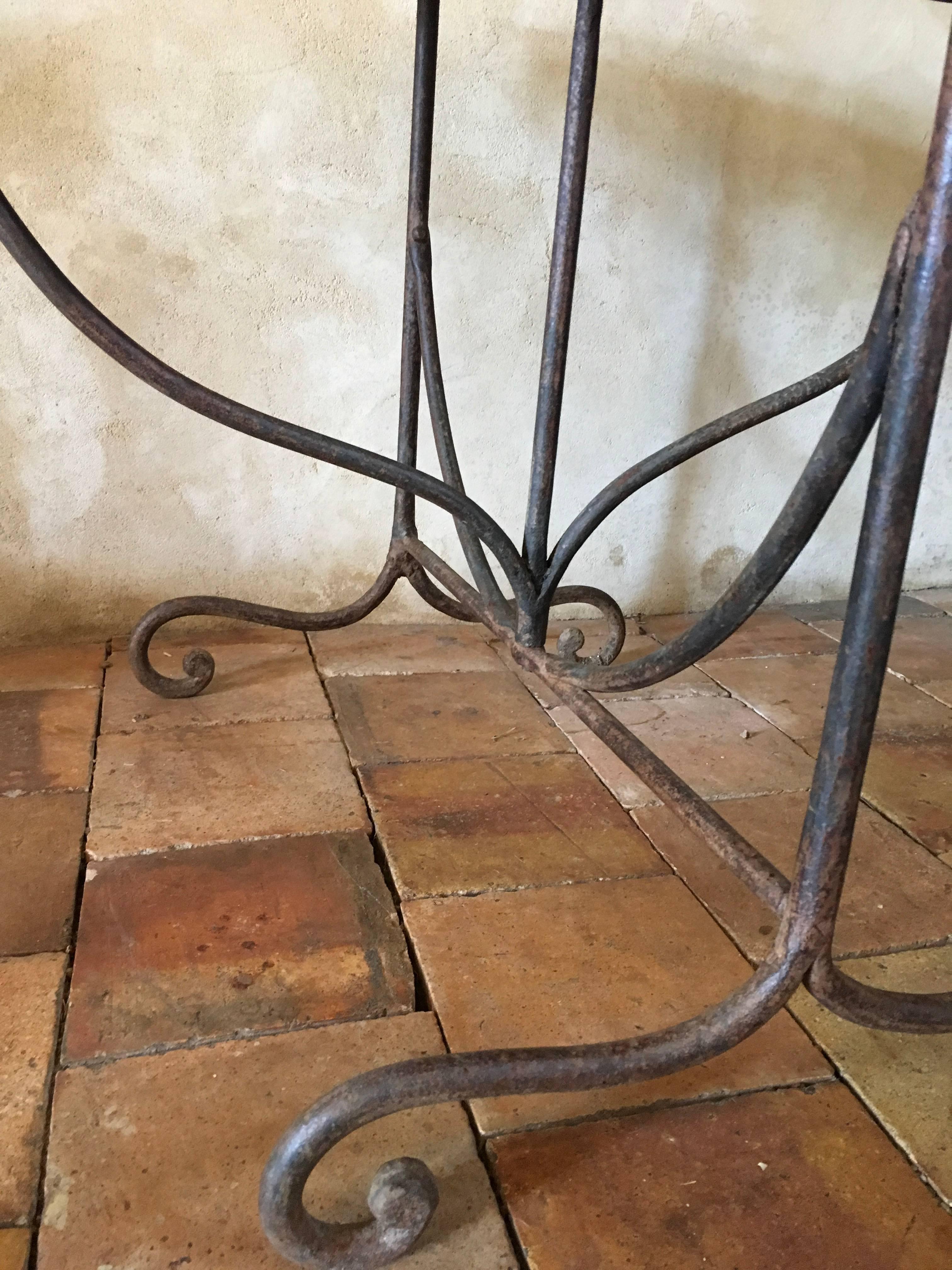 18th Century and Earlier 18th Century Delightful Wrought Iron Garden Table 