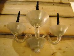 1950s Italian Murano Pulegoso Art Glass Pair of Sconces by Seguso for Veronese