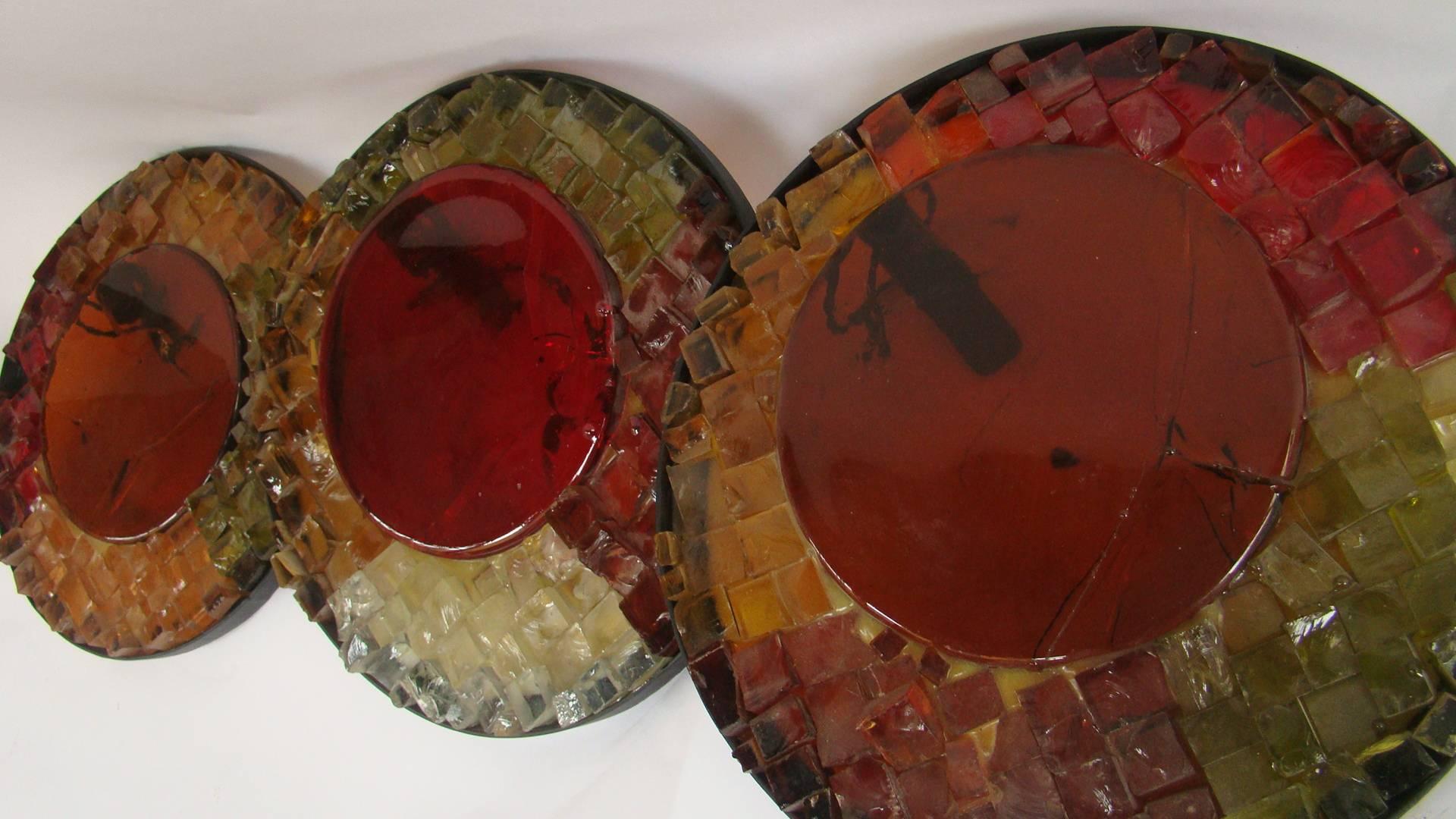 1960s French stained glass and resin appliques.