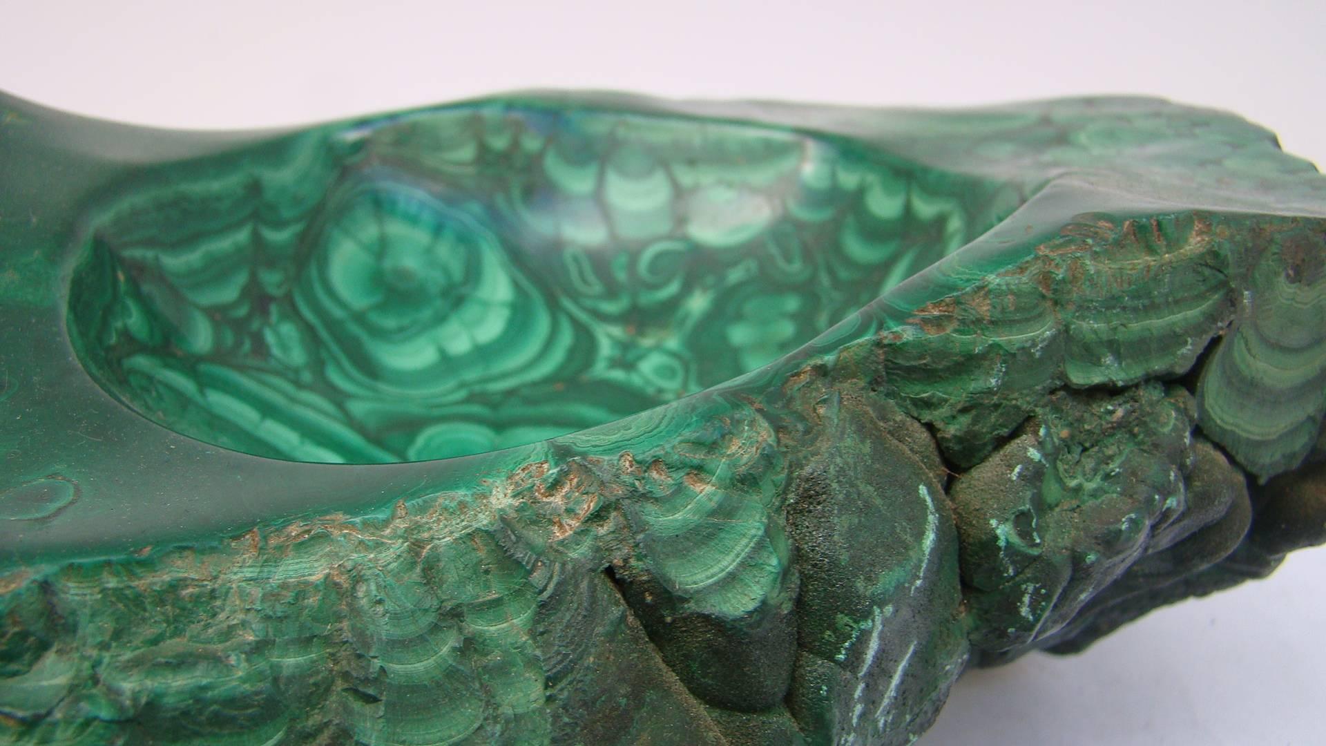 Handsome malachite vide-poche, circa 1960.
 