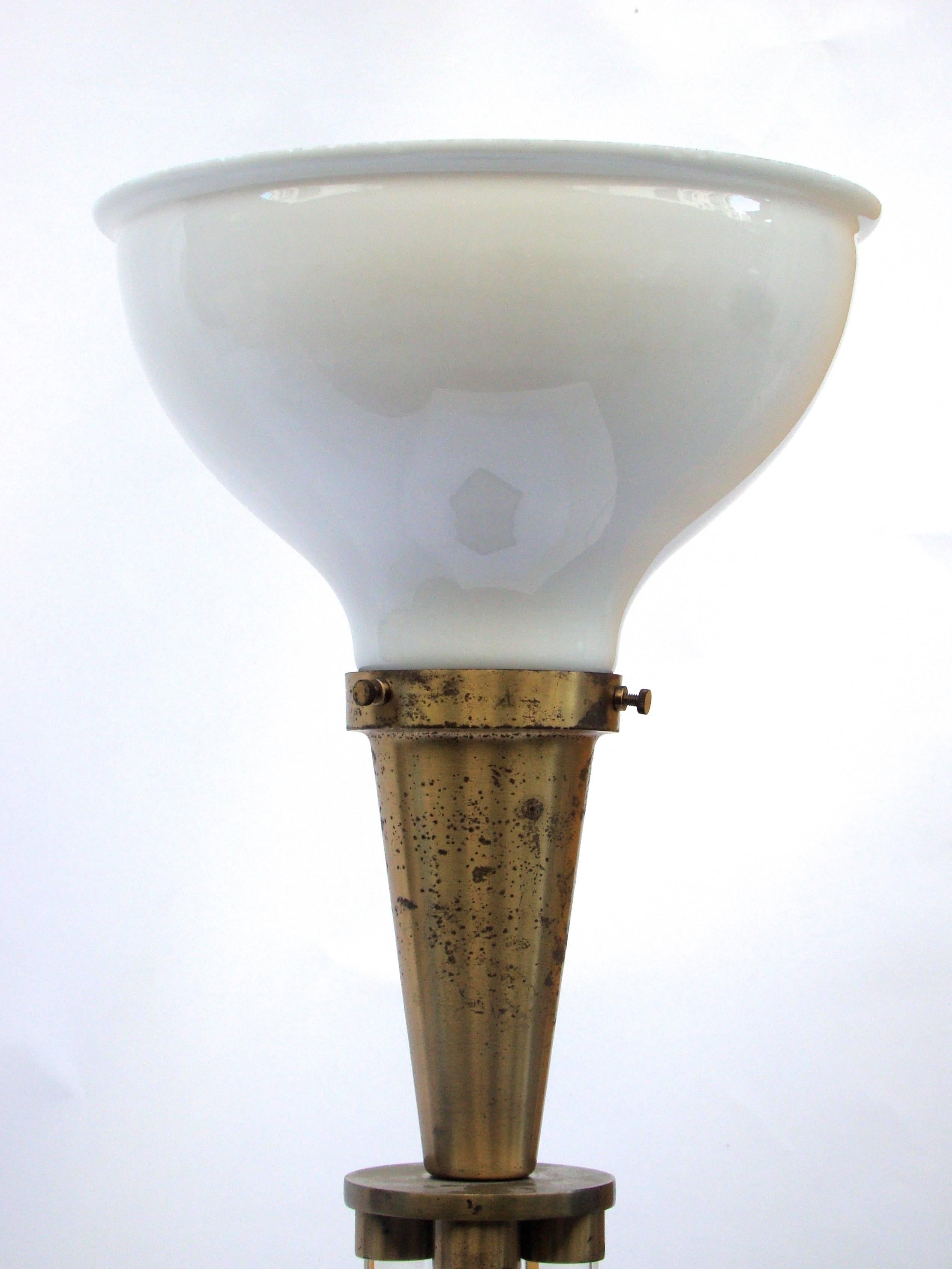 1930s, French, Bronze and Glass Lamp In Good Condition In Saint-Ouen, FR