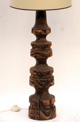 1960s French Brutalist Pine Floor Lamp